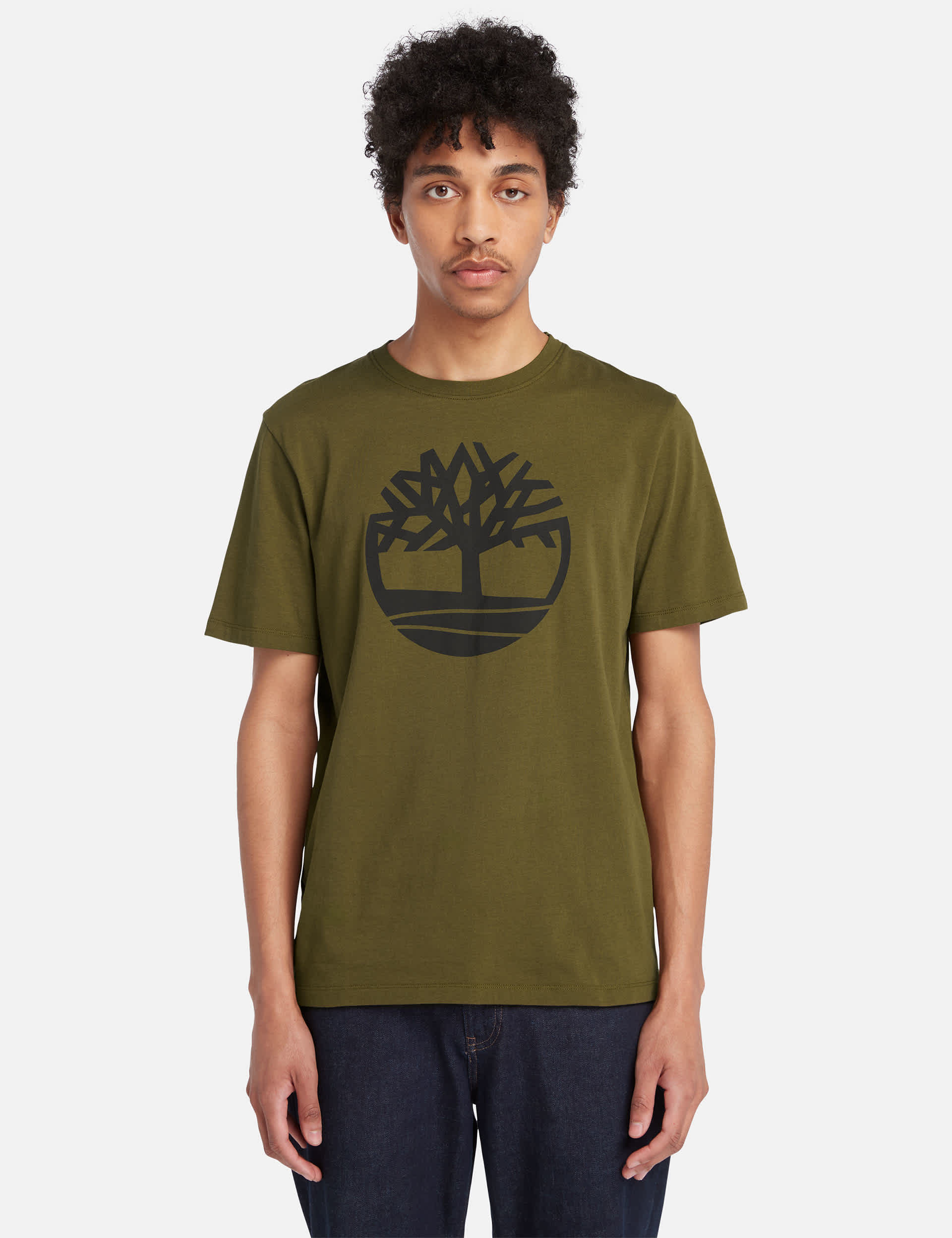 Timberland Men's Pure Cotton Logo T-Shirt - Khaki, Khaki,Black