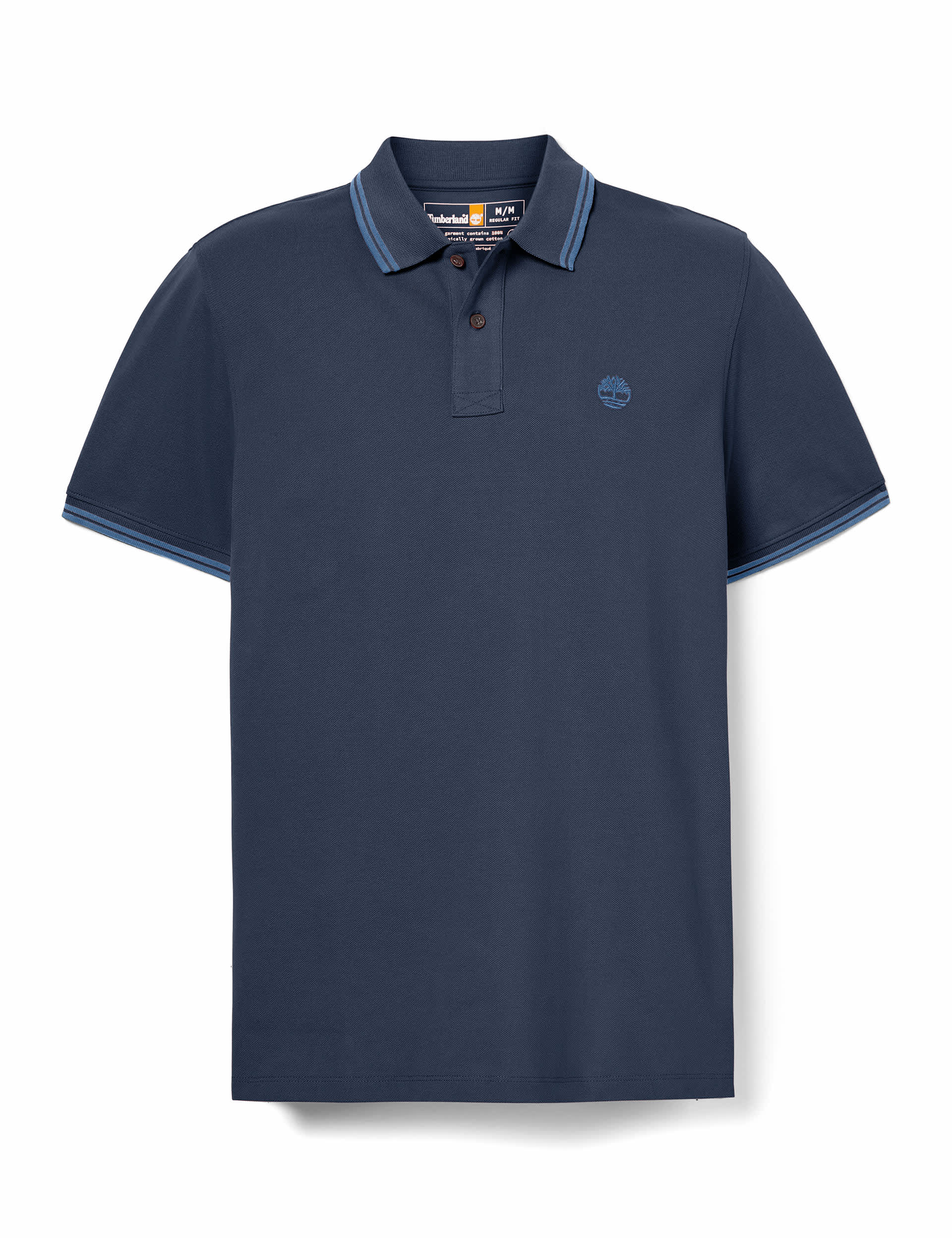 Timberland Men's Pure Cotton Pique Tipped Polo Shirt - Dark Navy, Dark Navy,Denim,White