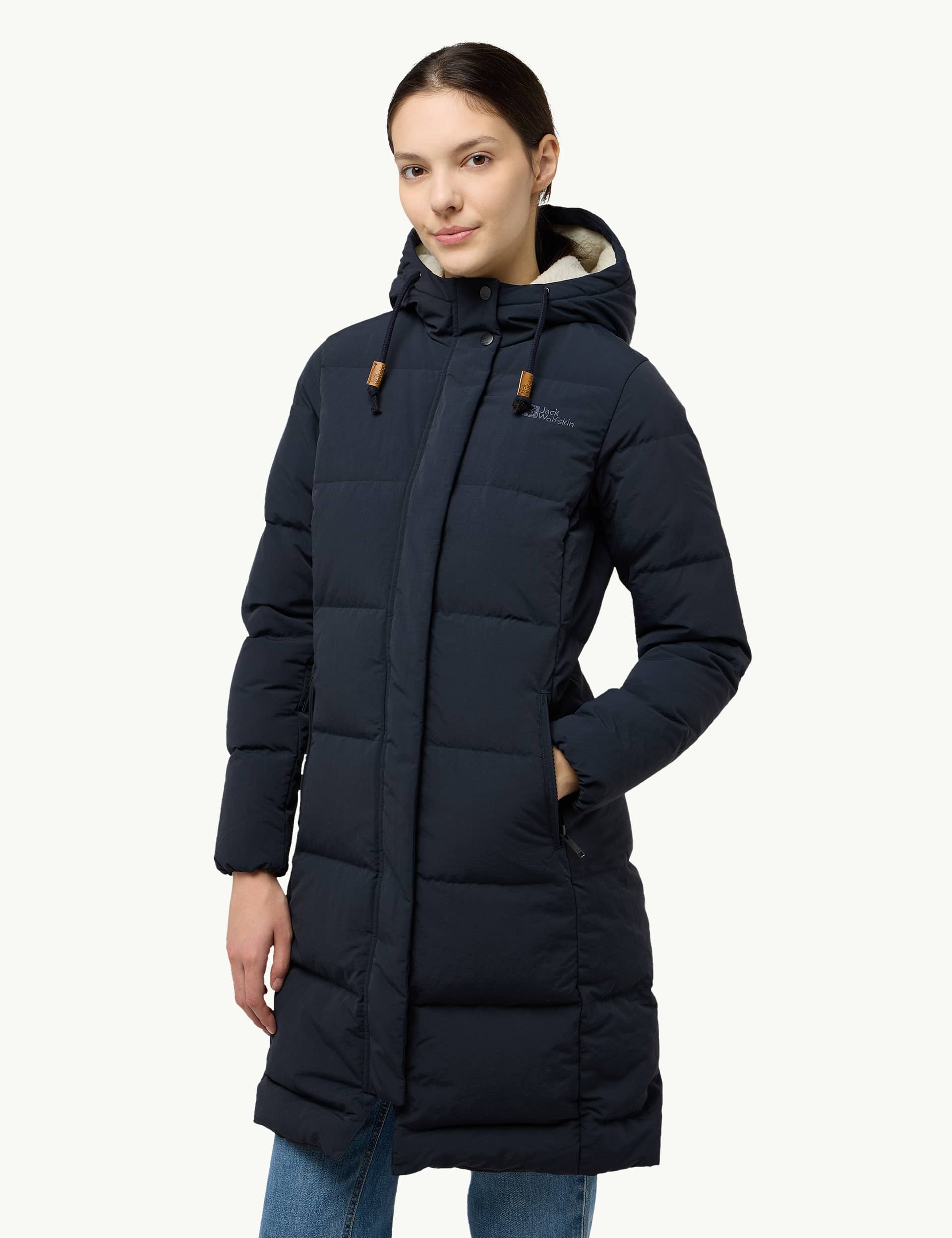 Jack Wolfskin Women's Nordlicht Feather & Down Hooded Puffer Coat - 12 - Dark Navy, Dark Navy