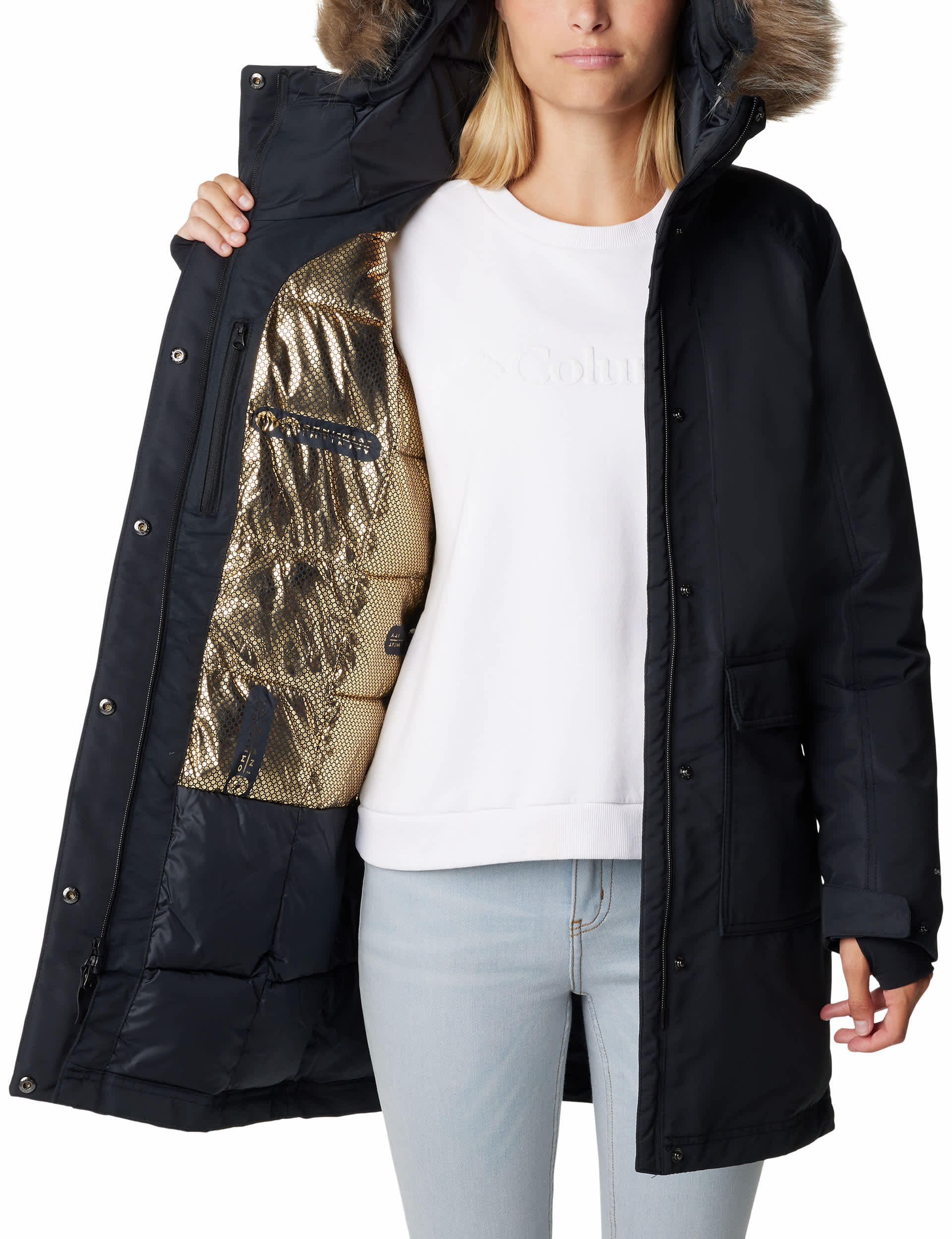 Columbia Women's Little Si II Padded Hooded Parka Coat - M - Black, Khaki,Black