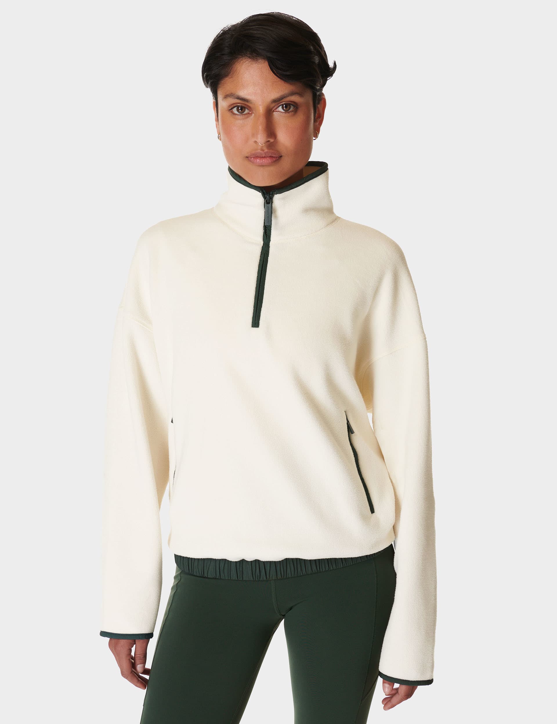 Sweaty Betty Women's Mallow Cotton Blend Half Zip Sweatshirt - White Mix, White Mix