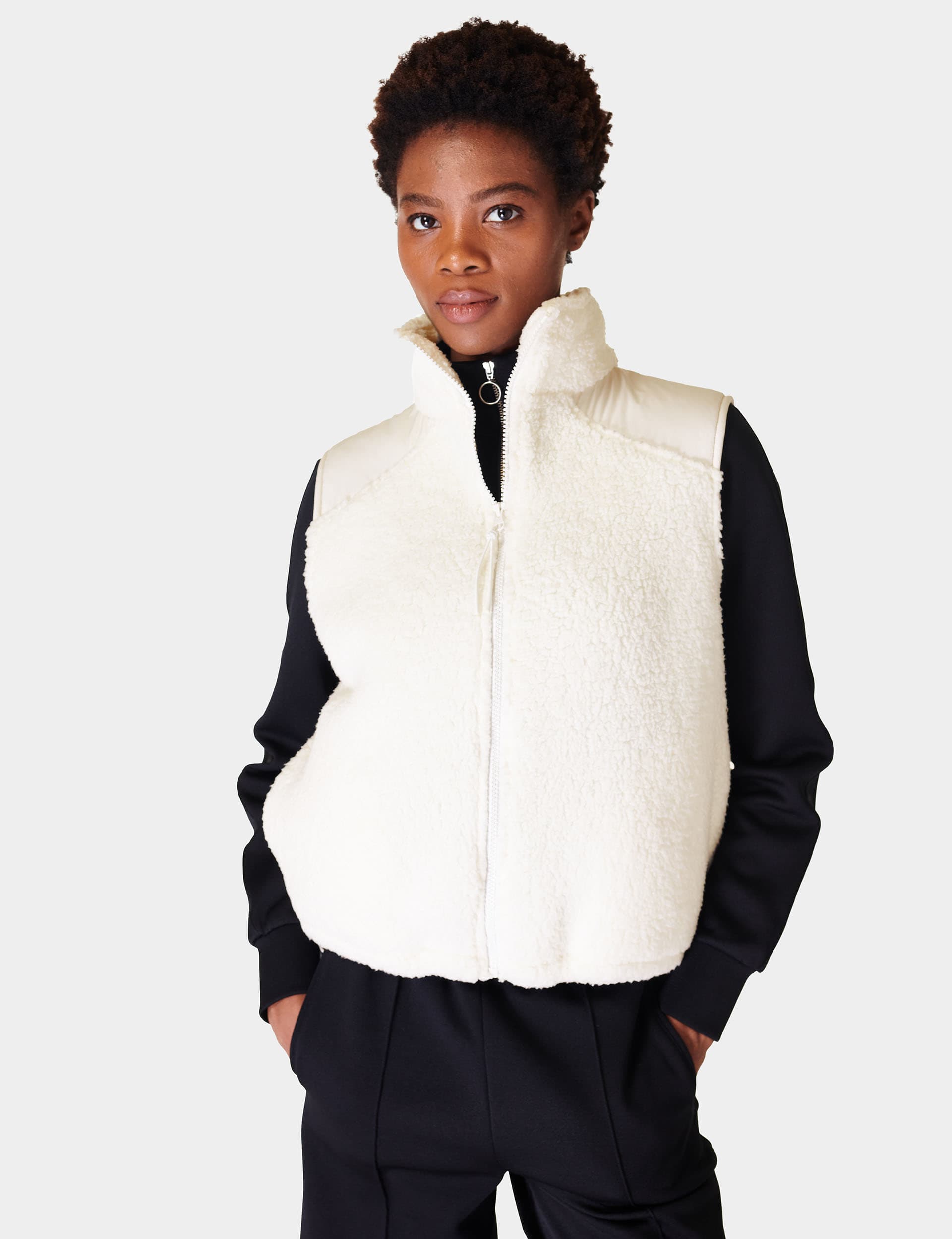 Sweaty Betty Women's Canyon Zip Up Funnel Neck Fleece Gilet - White, White