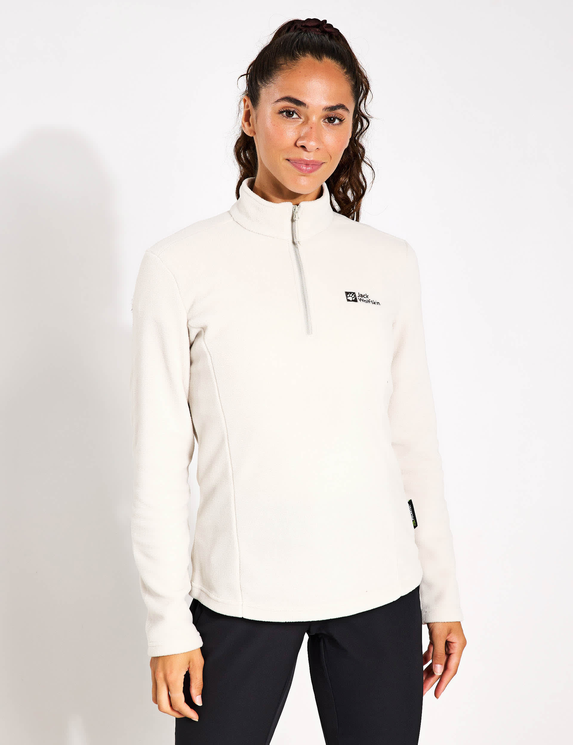 Jack Wolfskin Women's Taunus Fleece Lightweight Half Zip Sweatshirt - 12 - Ivory, Ivory