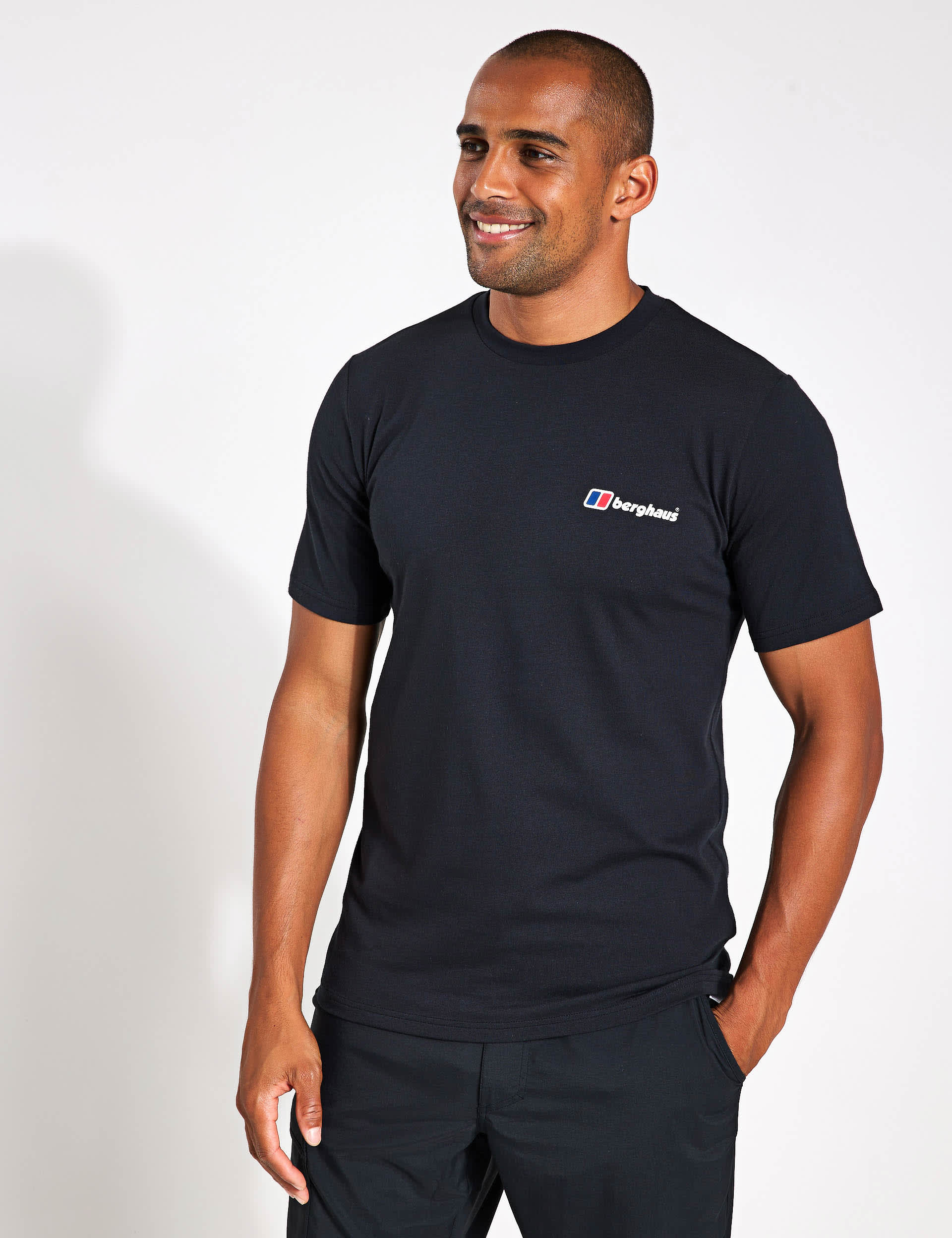 Berghaus Men's Pure Cotton Logo Crew Neck T-Shirt - XL - Black, Black