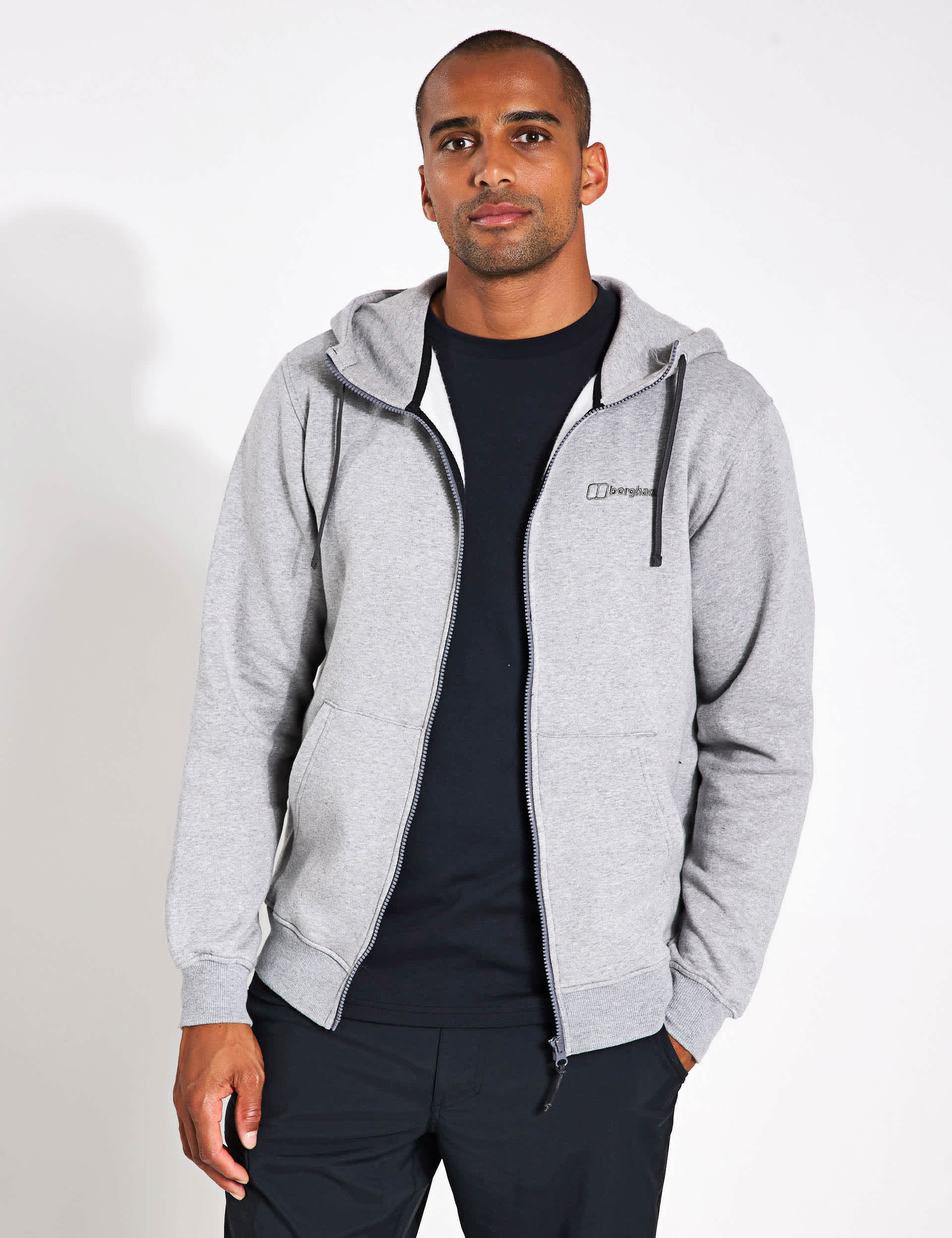 Berghaus Men's Cotton Rich Zip Up Hoodie - L - Light Grey, Light Grey