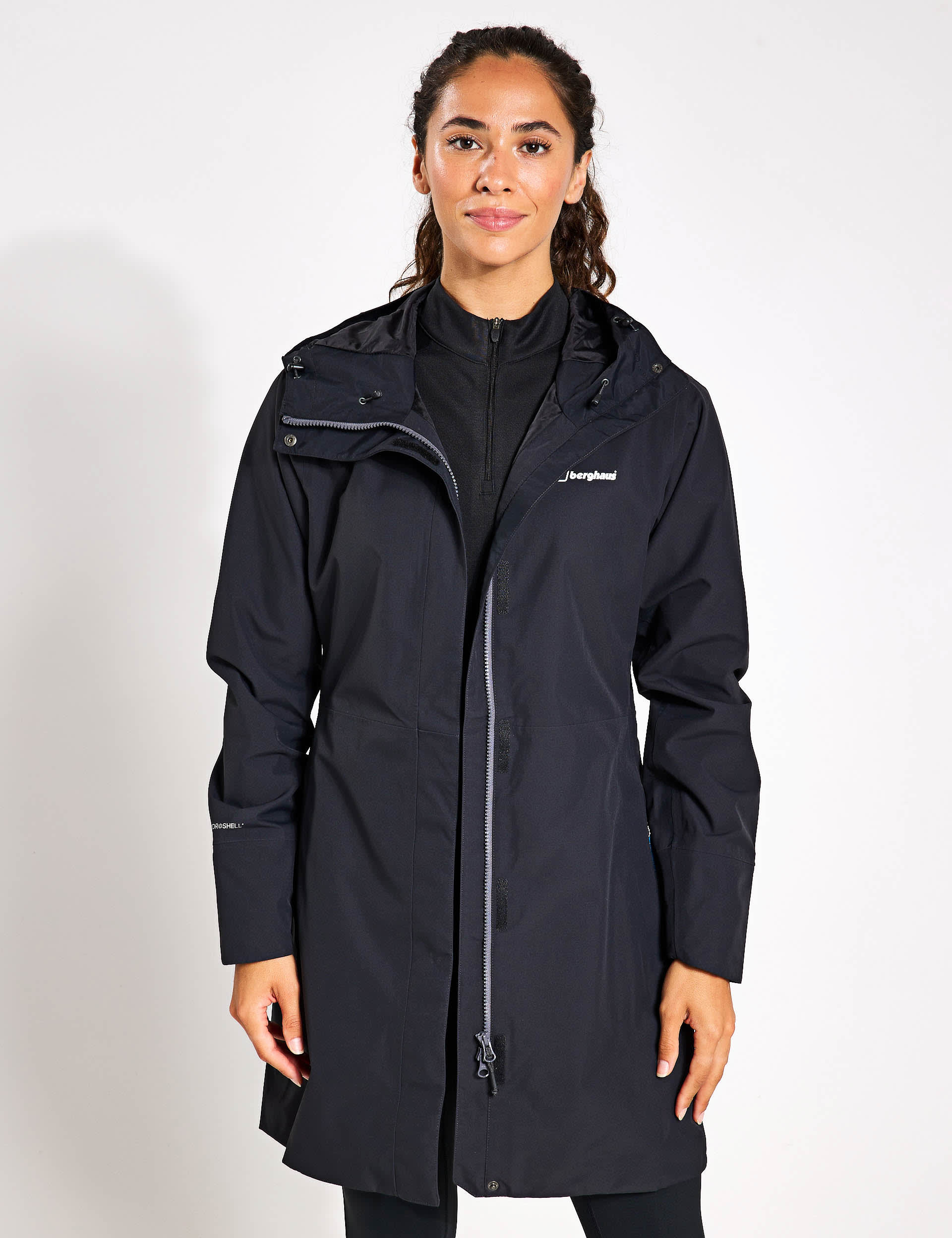 Berghaus Women's Omeara Waterproof Longline Raincoat - 12 - Black, Black