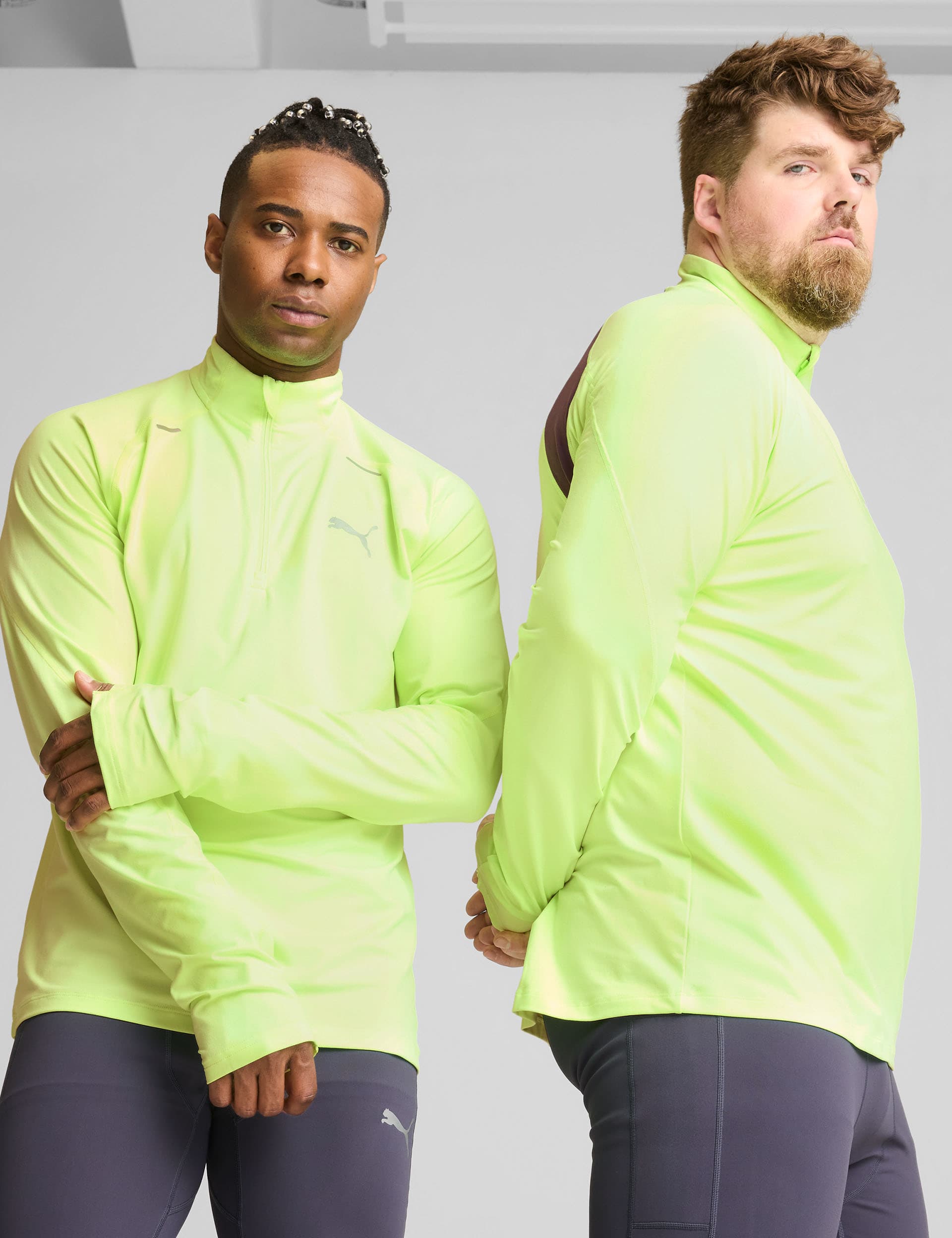 Puma Men's Run Cloudspun Half Zip Training Top - Light Green, Light Green