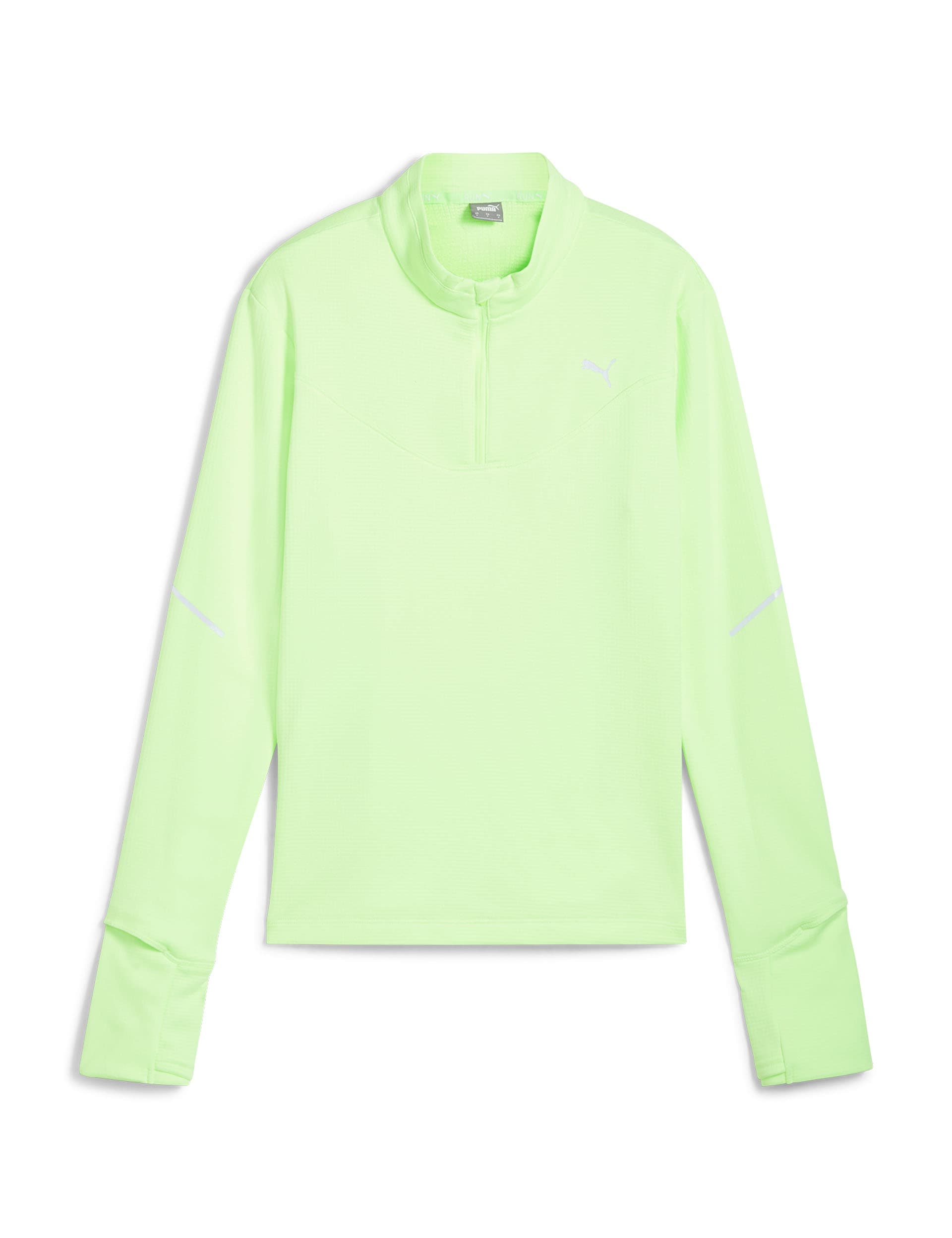 Puma Women's Run Grid Fleece Base Layer Running Top - XL - Light Green, Light Green