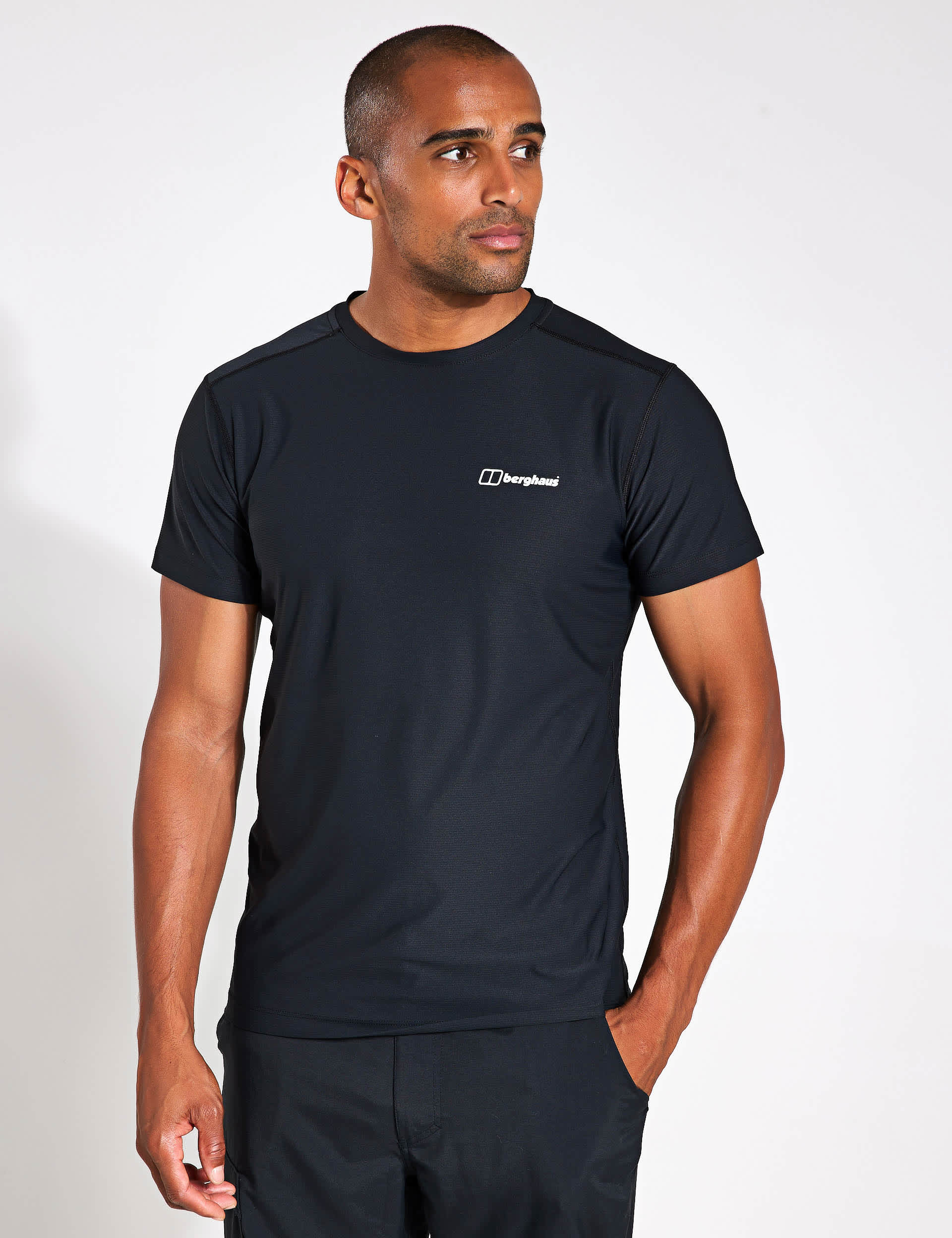 Berghaus Men's 24/7 Tech Crew Neck T-Shirt - L - Black, Black,Dark Blue