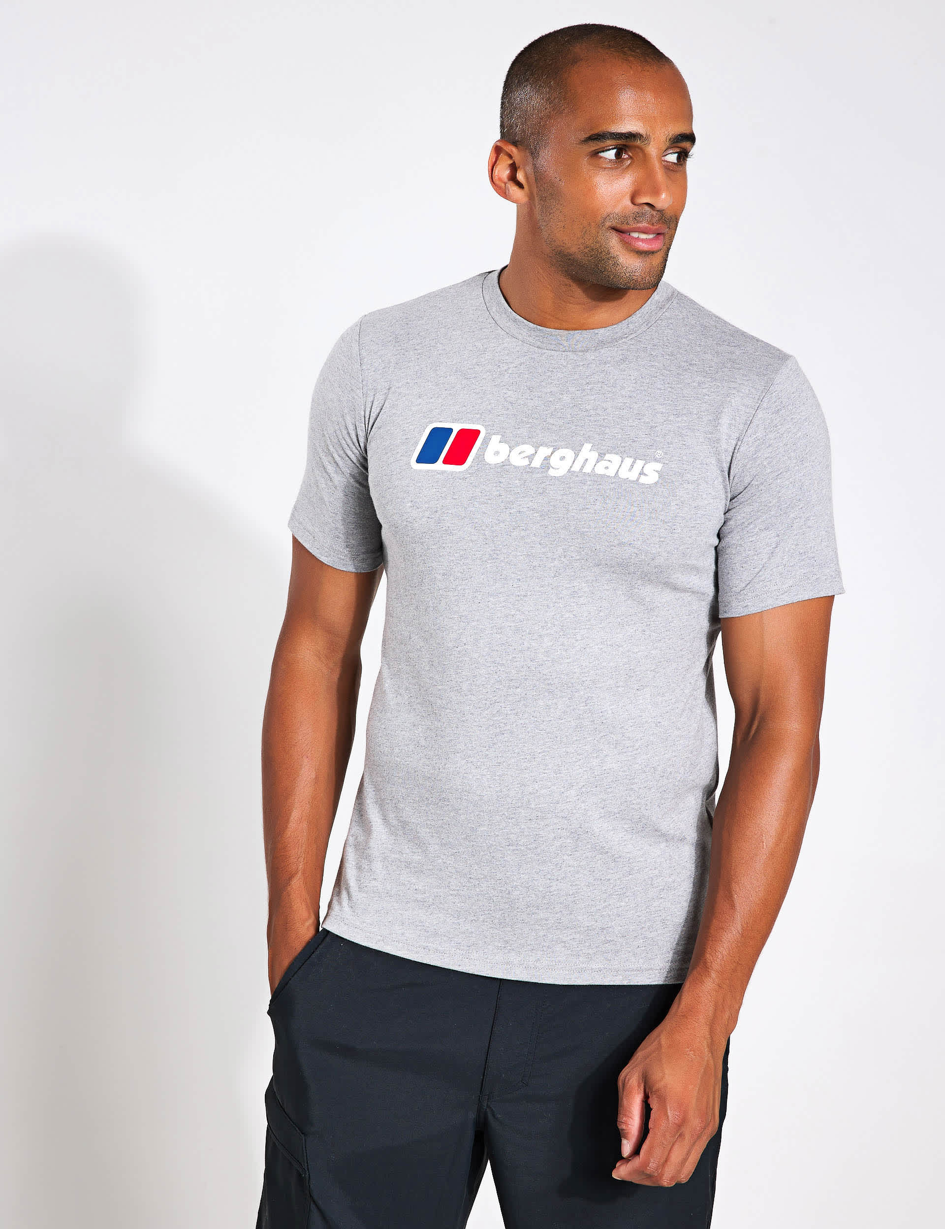 Berghaus Men's Big Classic Logo Pure Cotton T-Shirt - Grey, Dark Blue,Grey