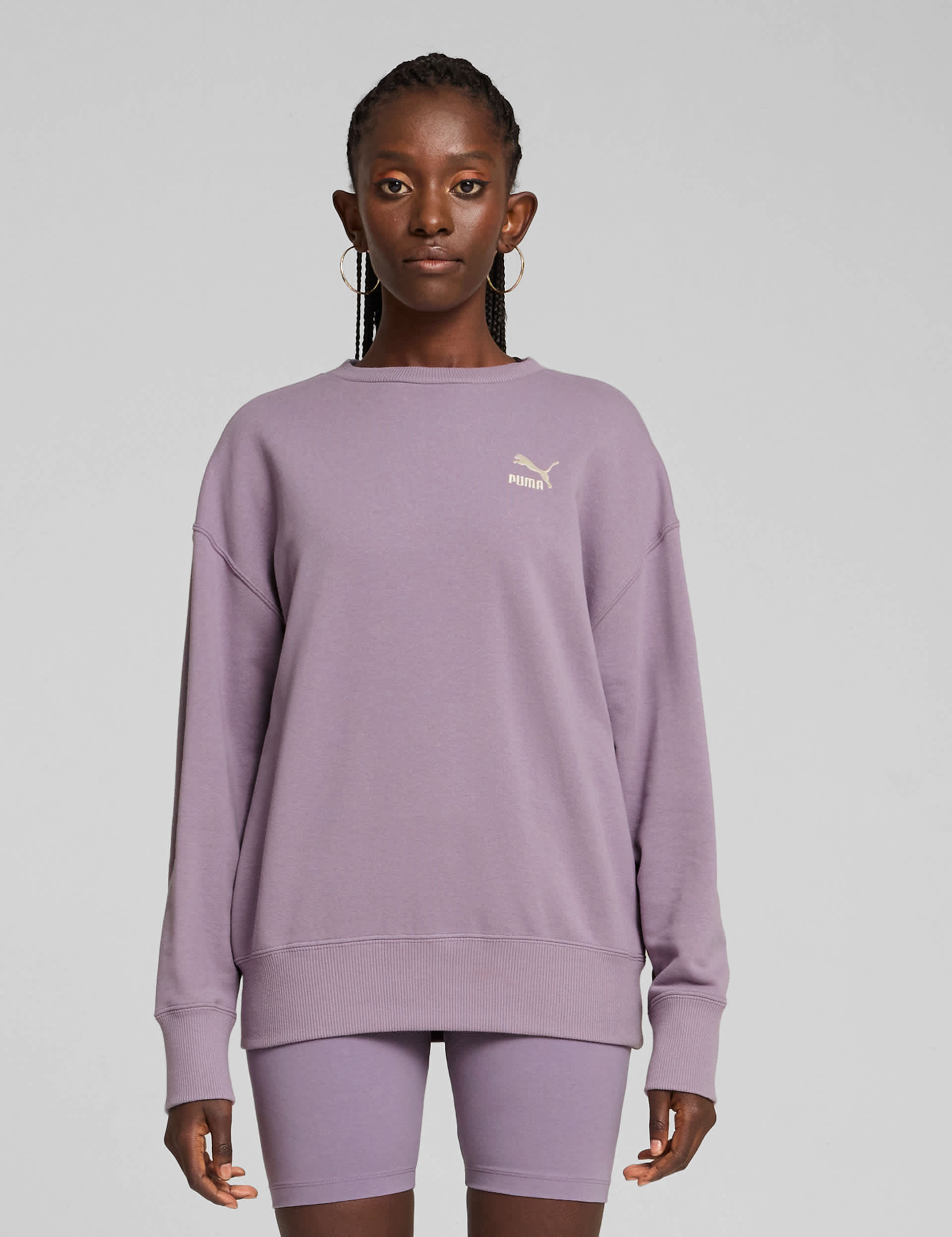 Puma Women's Better Classics Relaxed Pure Cotton Sweatshirt - M - Purple, Purple