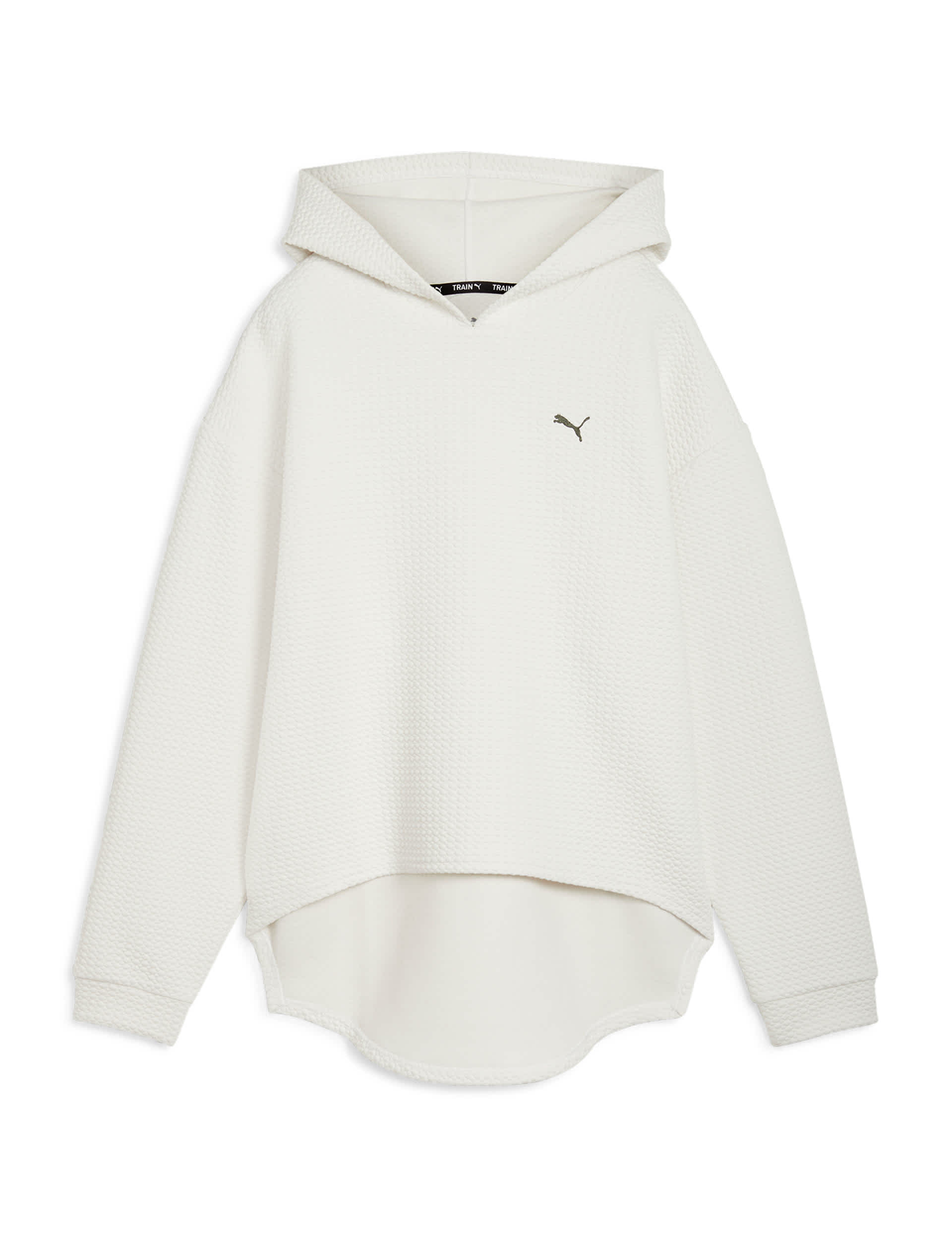 Puma Women's Q4 Studio Cotton Blend Textured Hoodie - M - Soft White, Soft White,Black