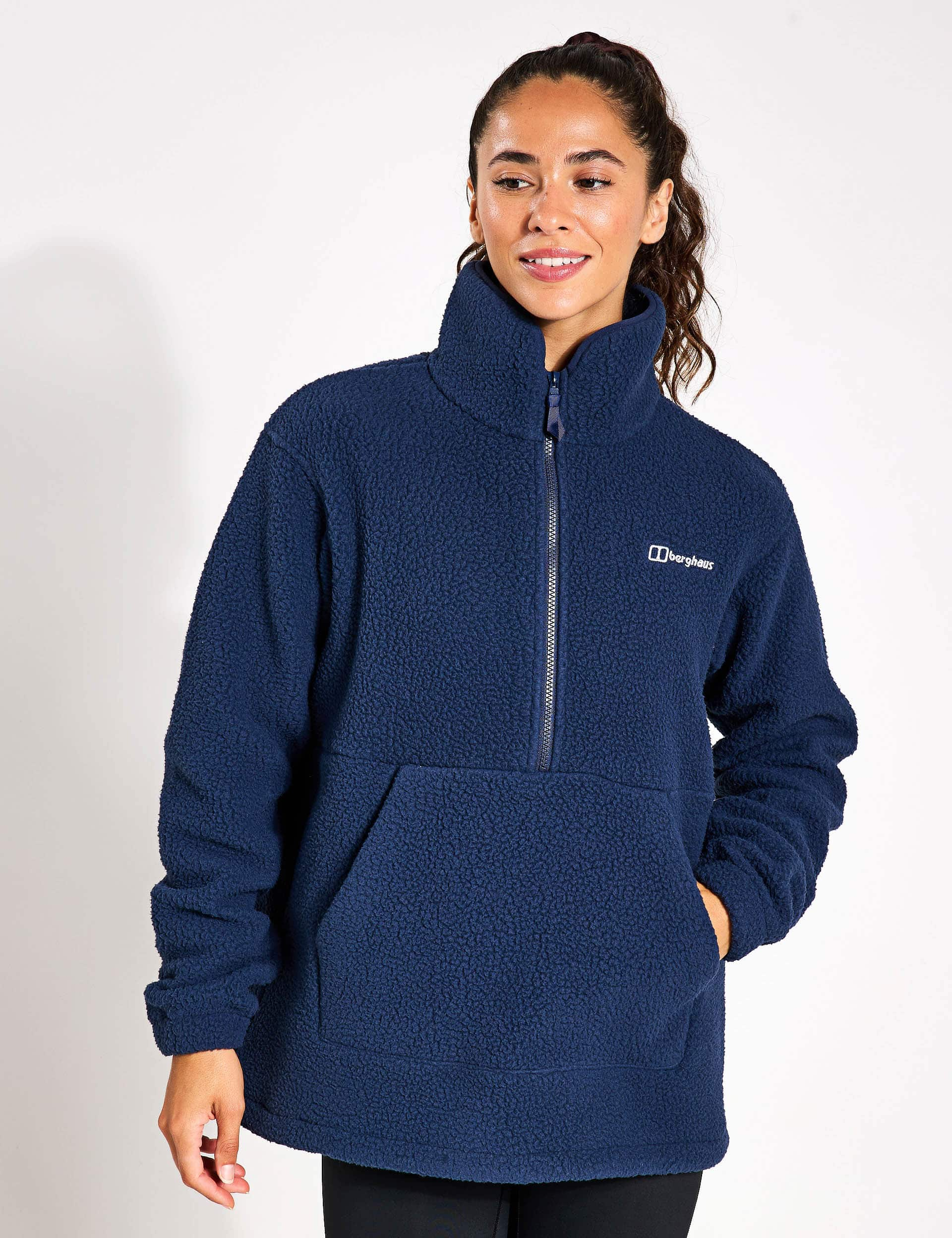 Berghaus Women's Hawksker Half Zip Fleece Jacket - 12 - Dark Blue, Khaki,Dark Blue