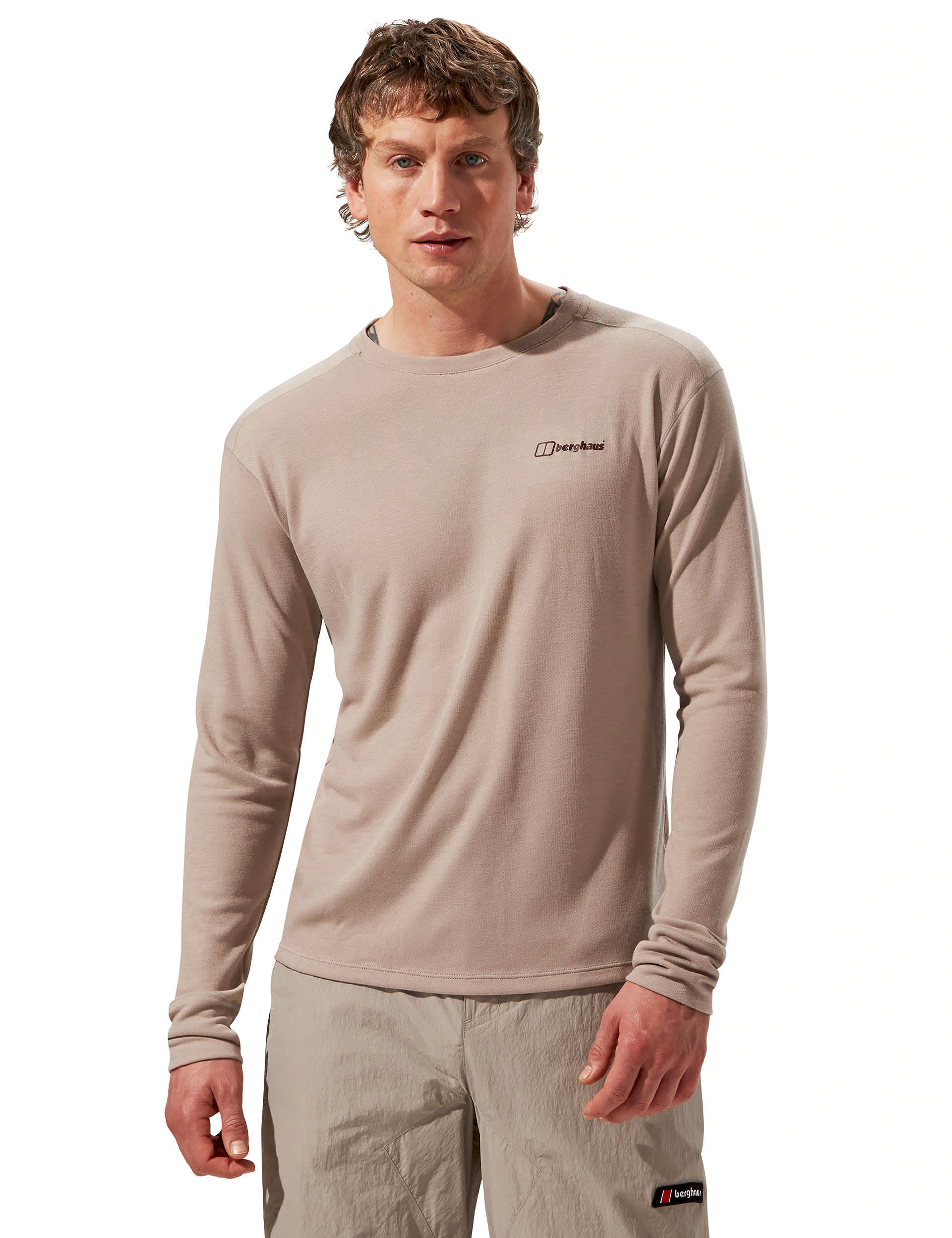 Berghaus Men's Ivyhill Crew Neck Long Sleeve Baselayer Top - Beige, Black,Beige