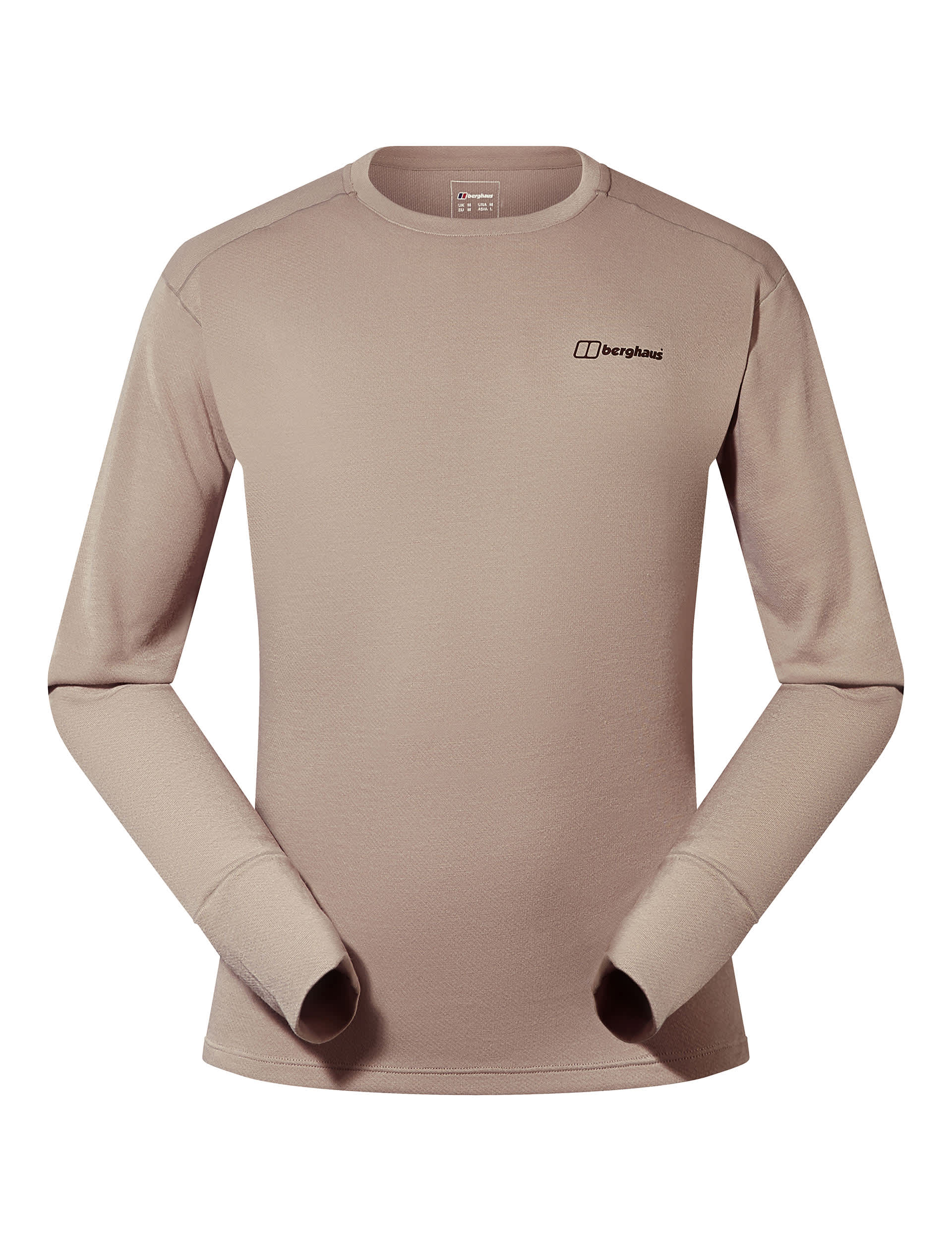 Berghaus Men's Ivyhill Crew Neck Long Sleeve Baselayer Top - Beige, Black,Beige