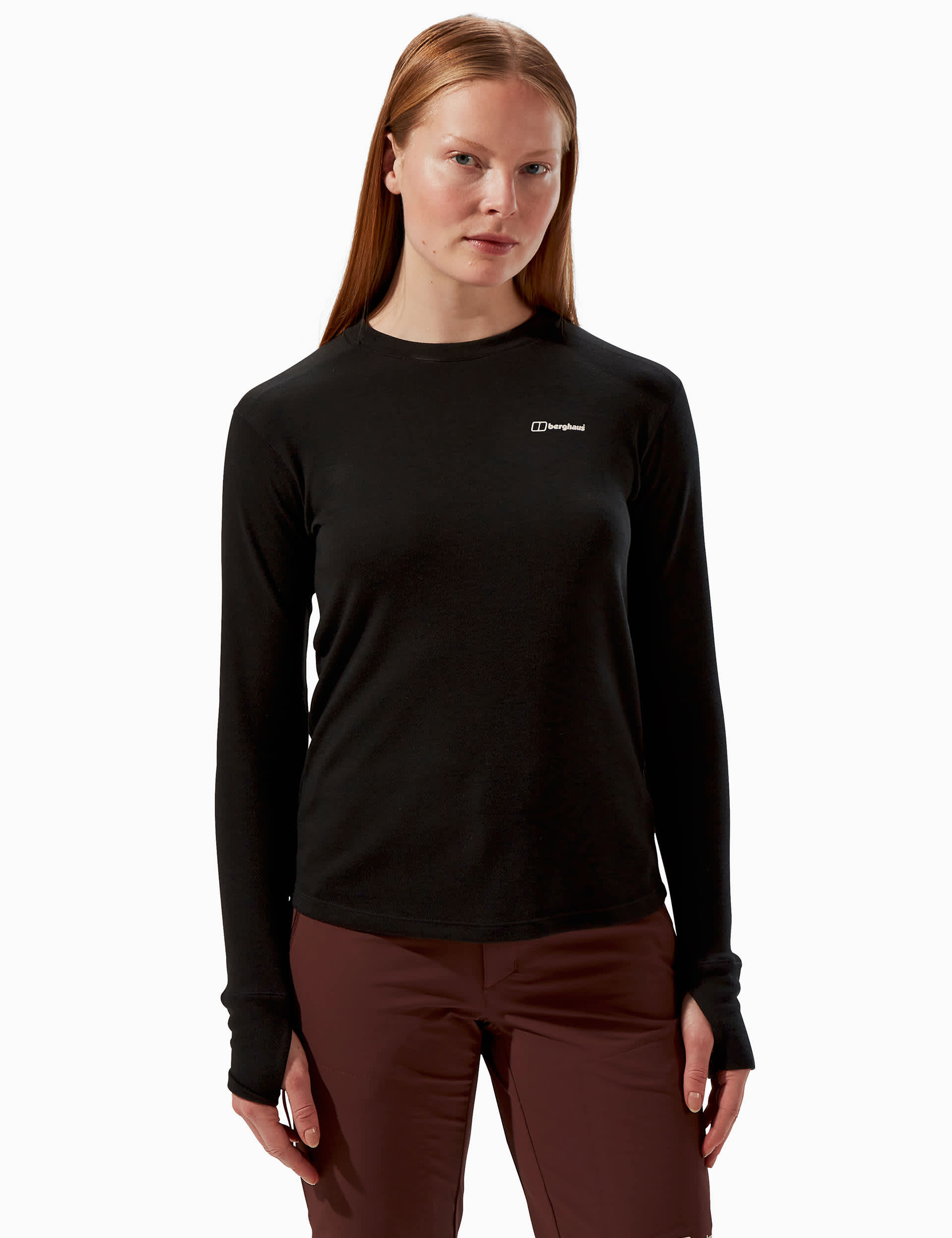 Berghaus Women's Ivyhill Crew Neck Base Layer Top - 12 - Black, Black,Soft Pink