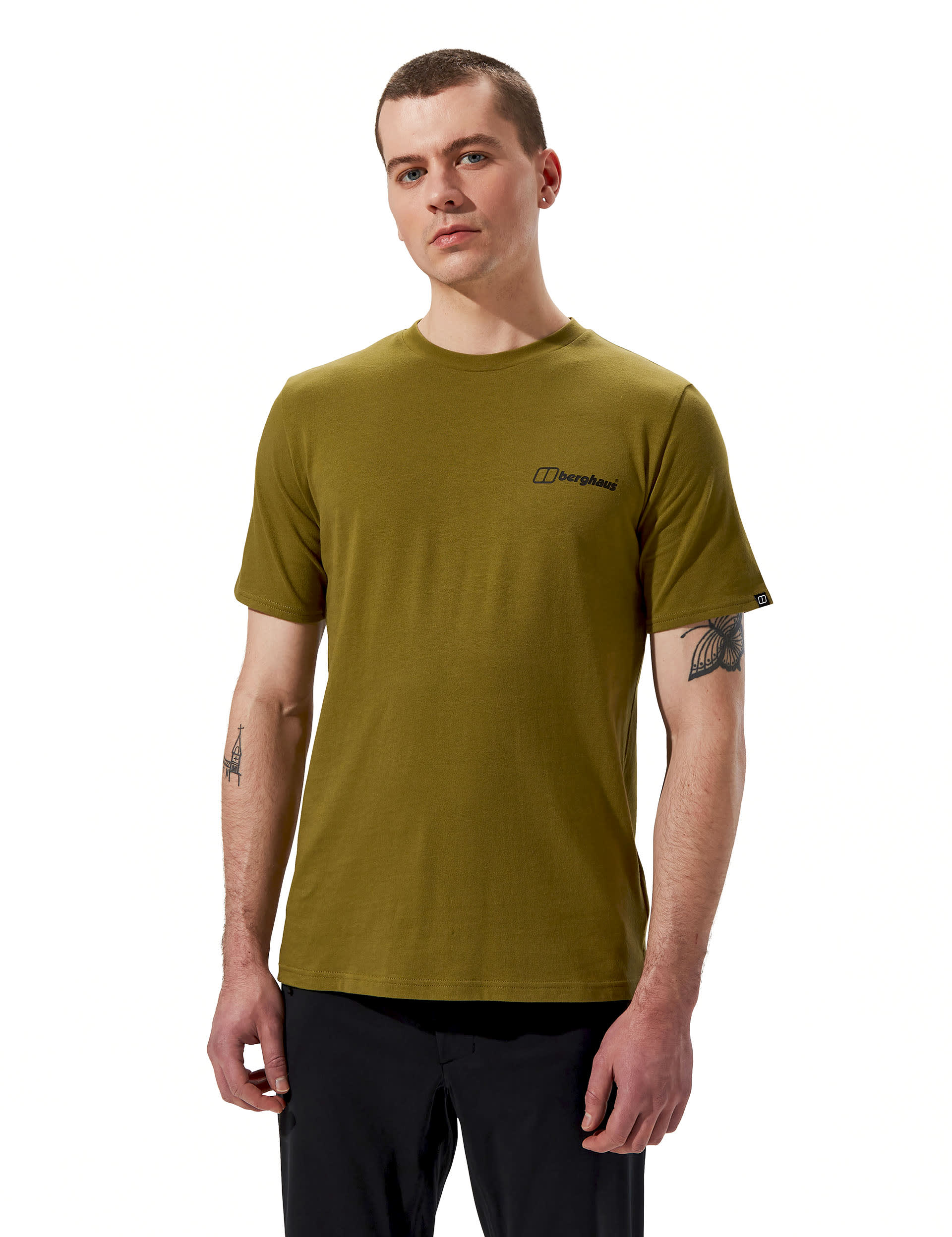 Berghaus Men's Oversized Logo Pure Cotton T-Shirt - M - Khaki, Black,Khaki