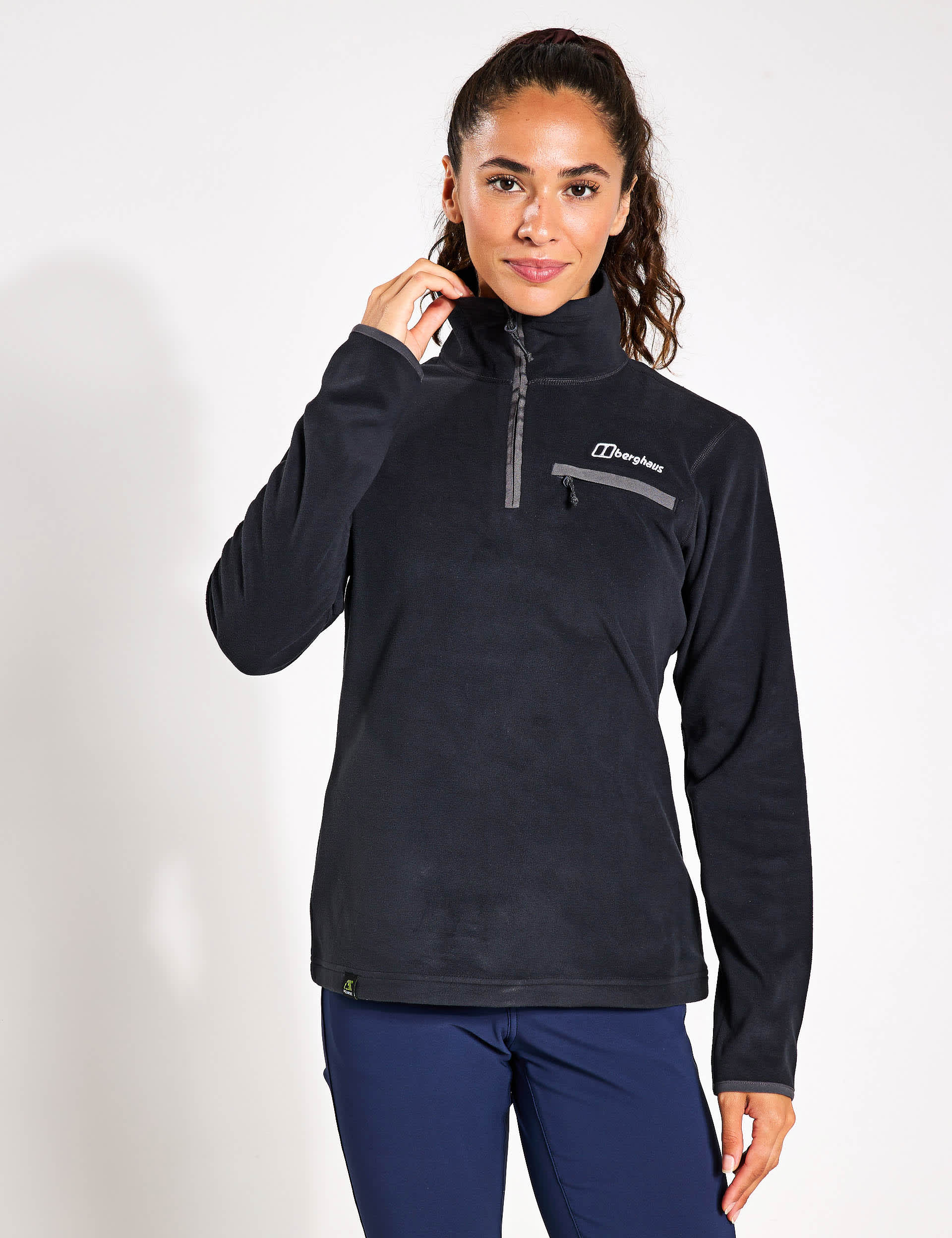 Berghaus Women's Prism 2.0 Micro Polartec Half Zip Fleece - 12 - Black, Soft Pink,Black