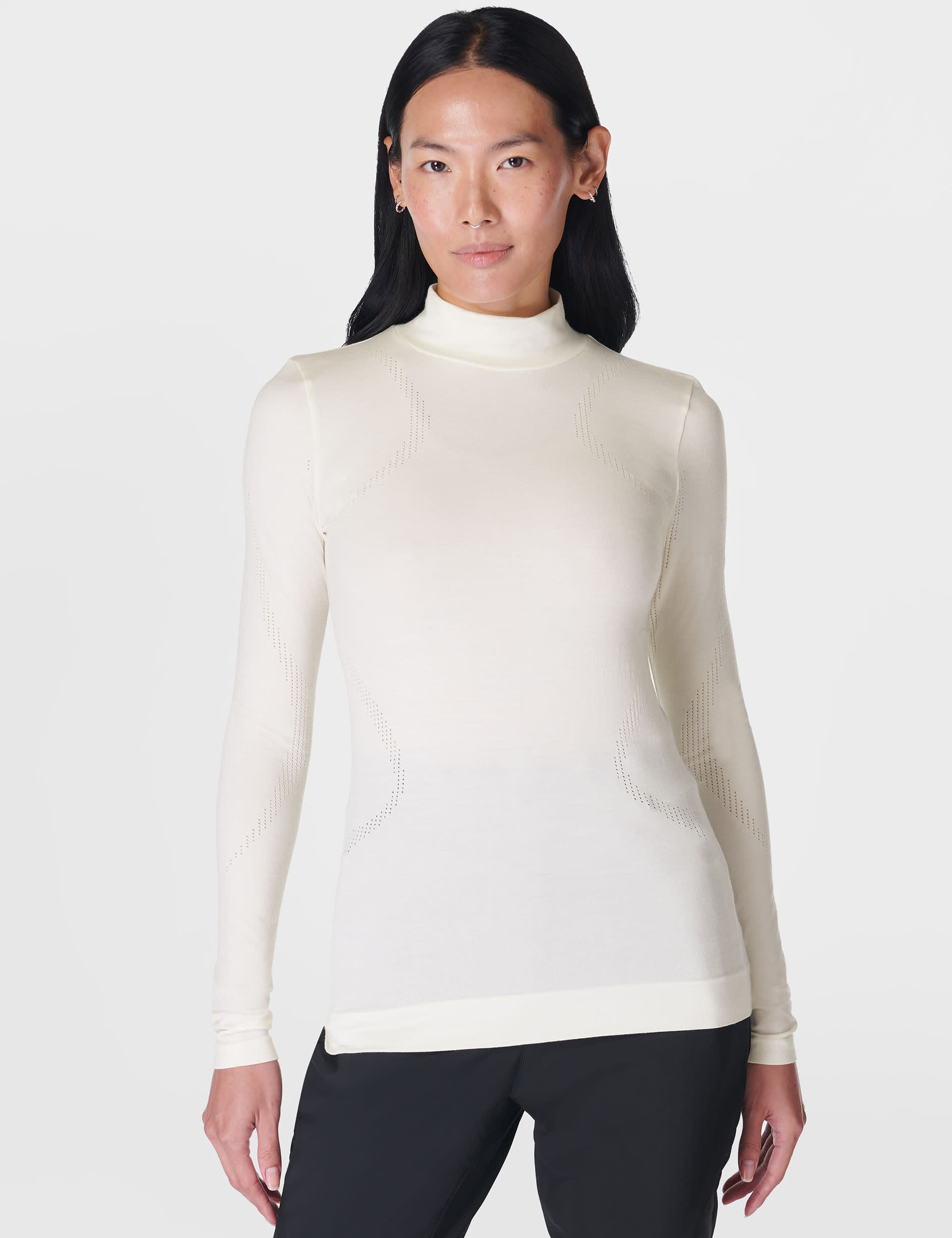 Sweaty Betty Women's Wool Blend High Neck Base Layer Top - Soft White, Soft White