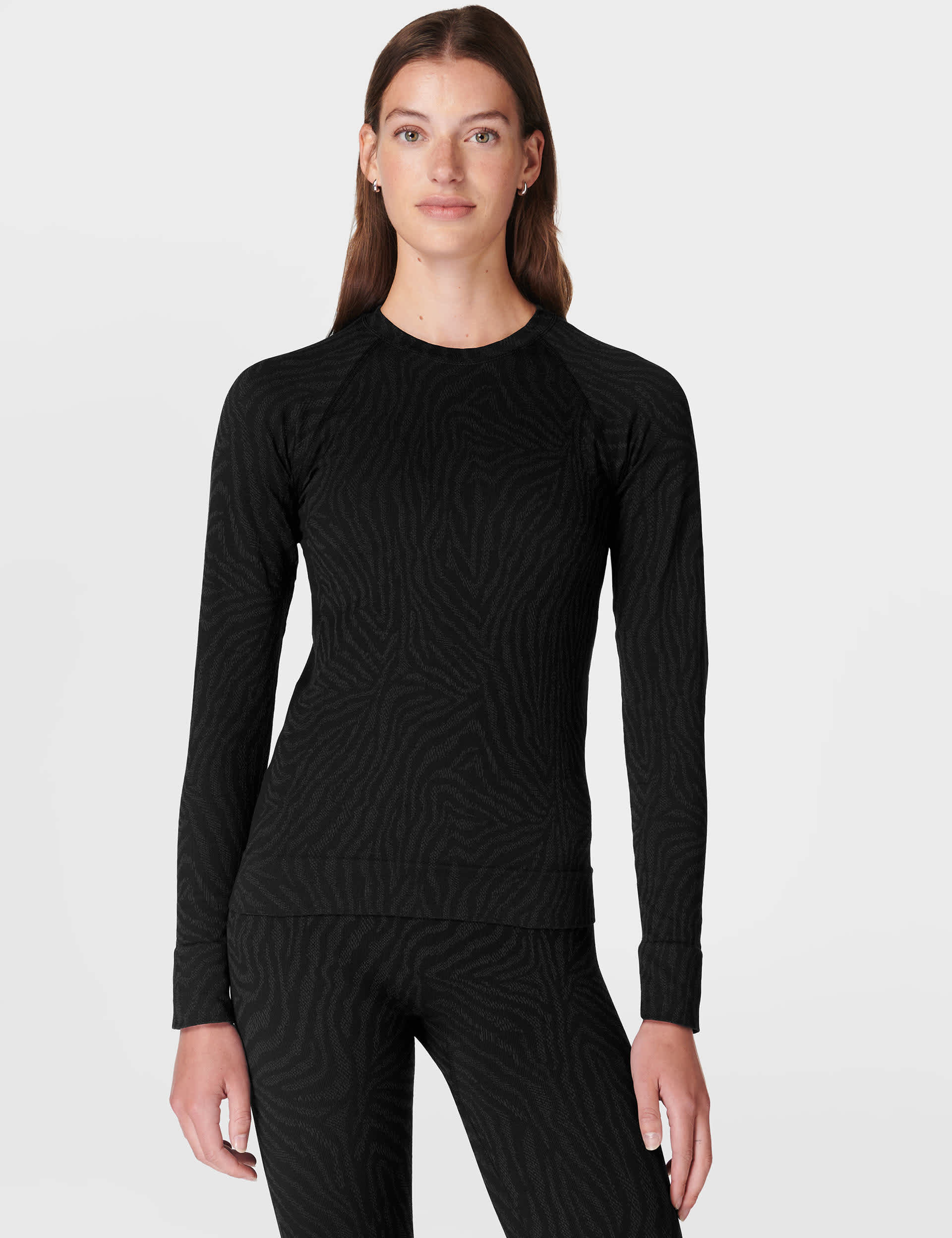 Sweaty Betty Women's Animal Print Crew Neck Base Layer Top - Black Mix, Black Mix