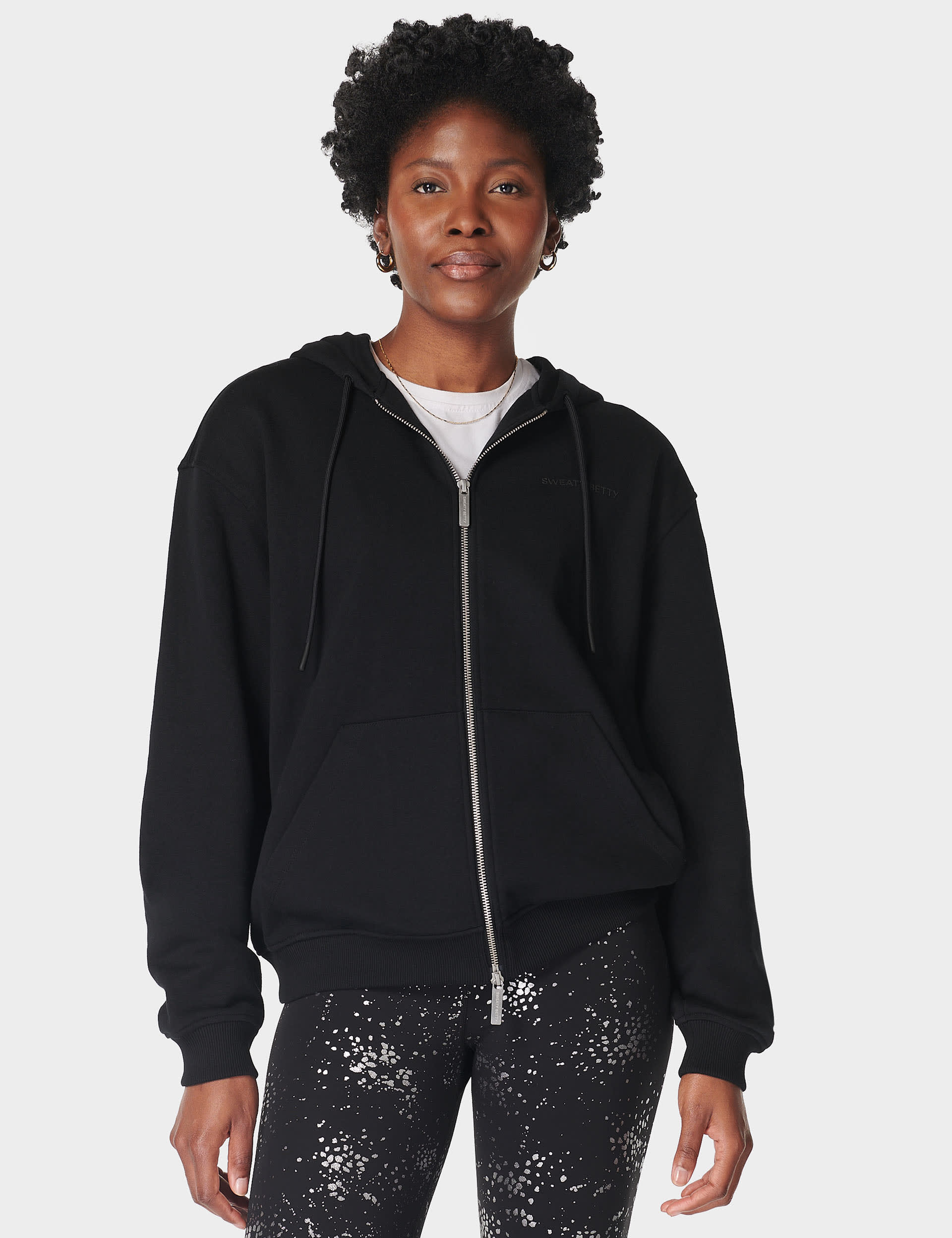 Sweaty Betty Women's Revive Cotton Rich Zip Up Relaxed Hoodie - S-M - Black, Black