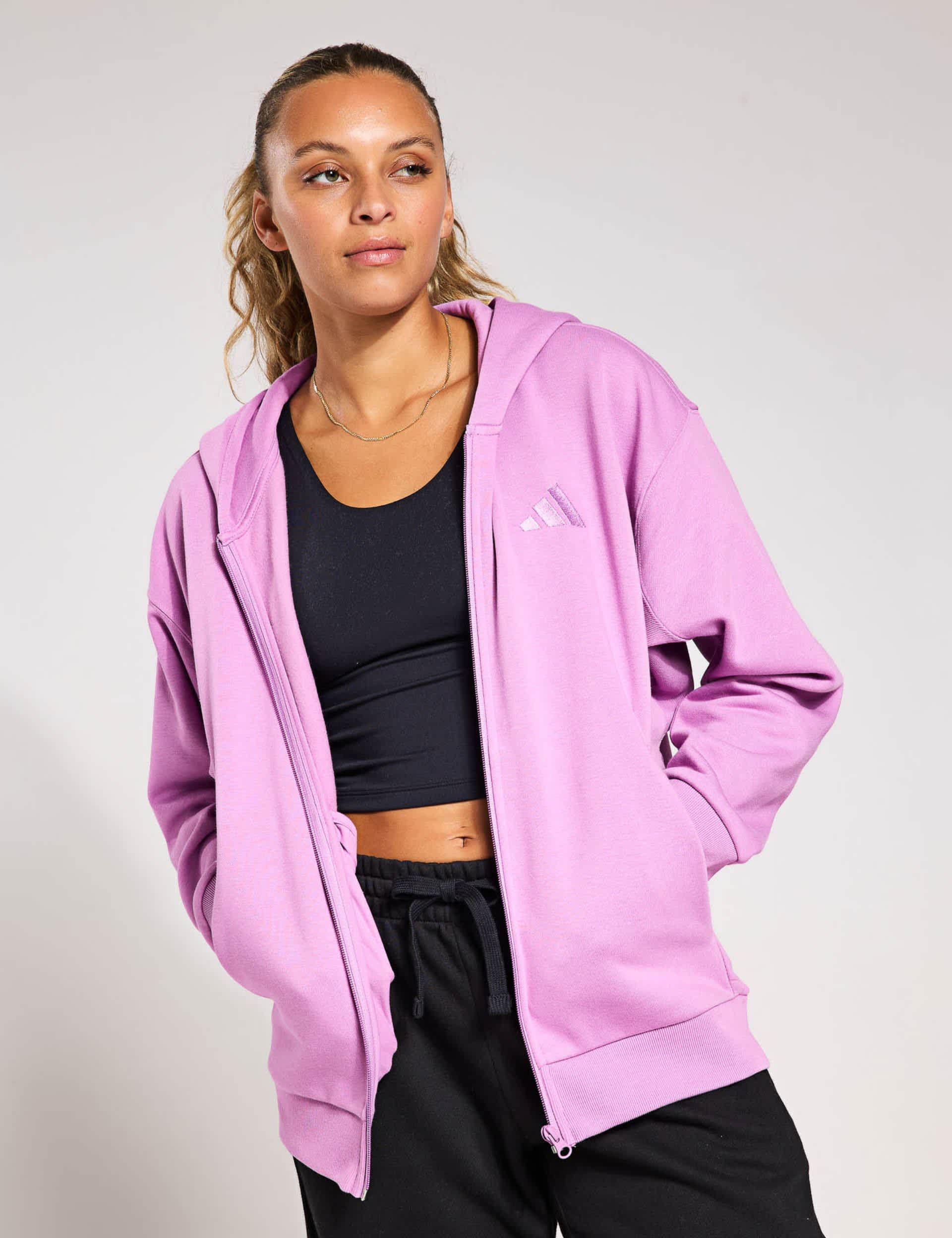 Adidas Women's All SZN Cotton Rich Fleece Zip Up Hoodie - Light Purple, Light Purple