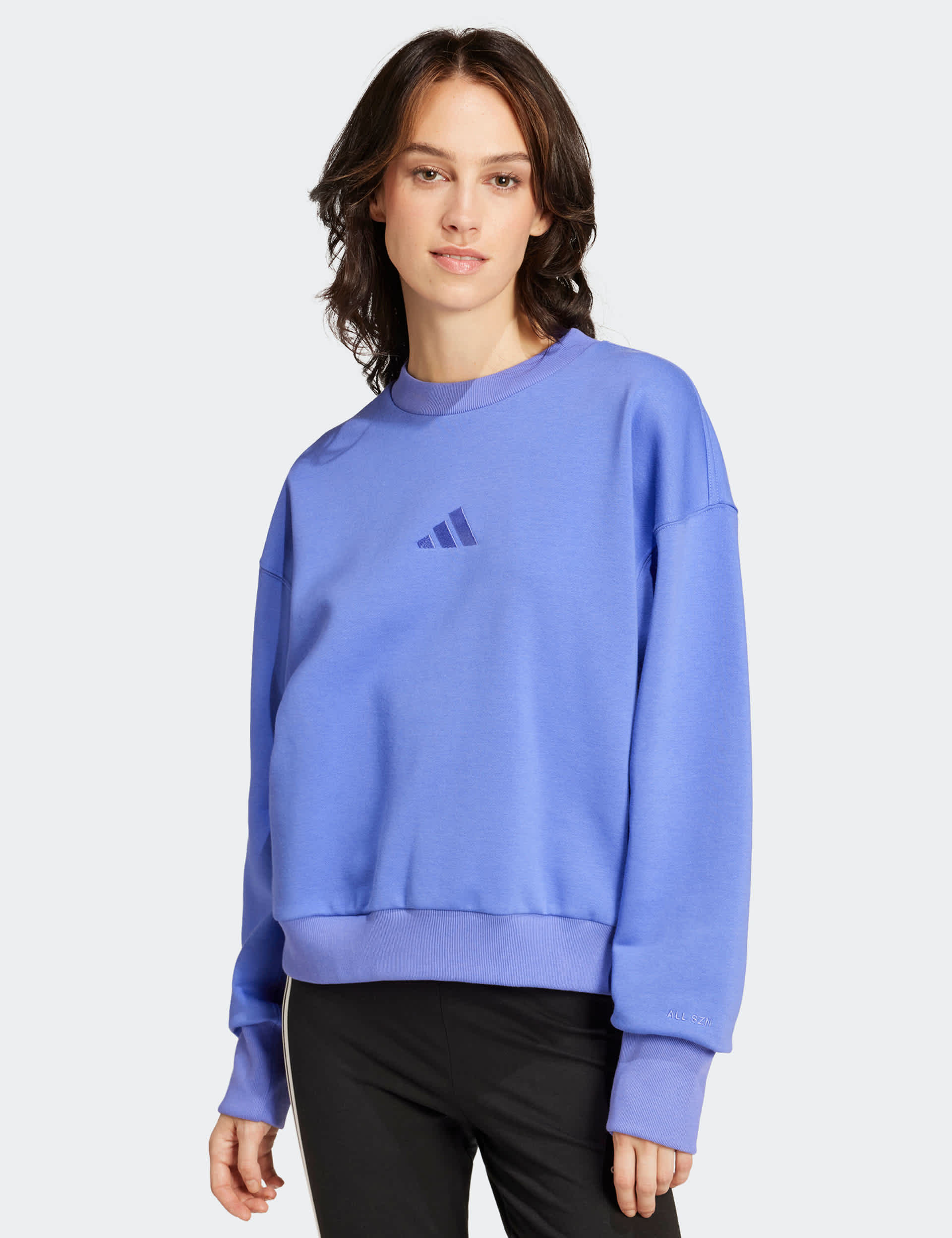 Adidas Women's All SZN Fleece Loose Sweatshirt - M - Light Blue, Light Blue