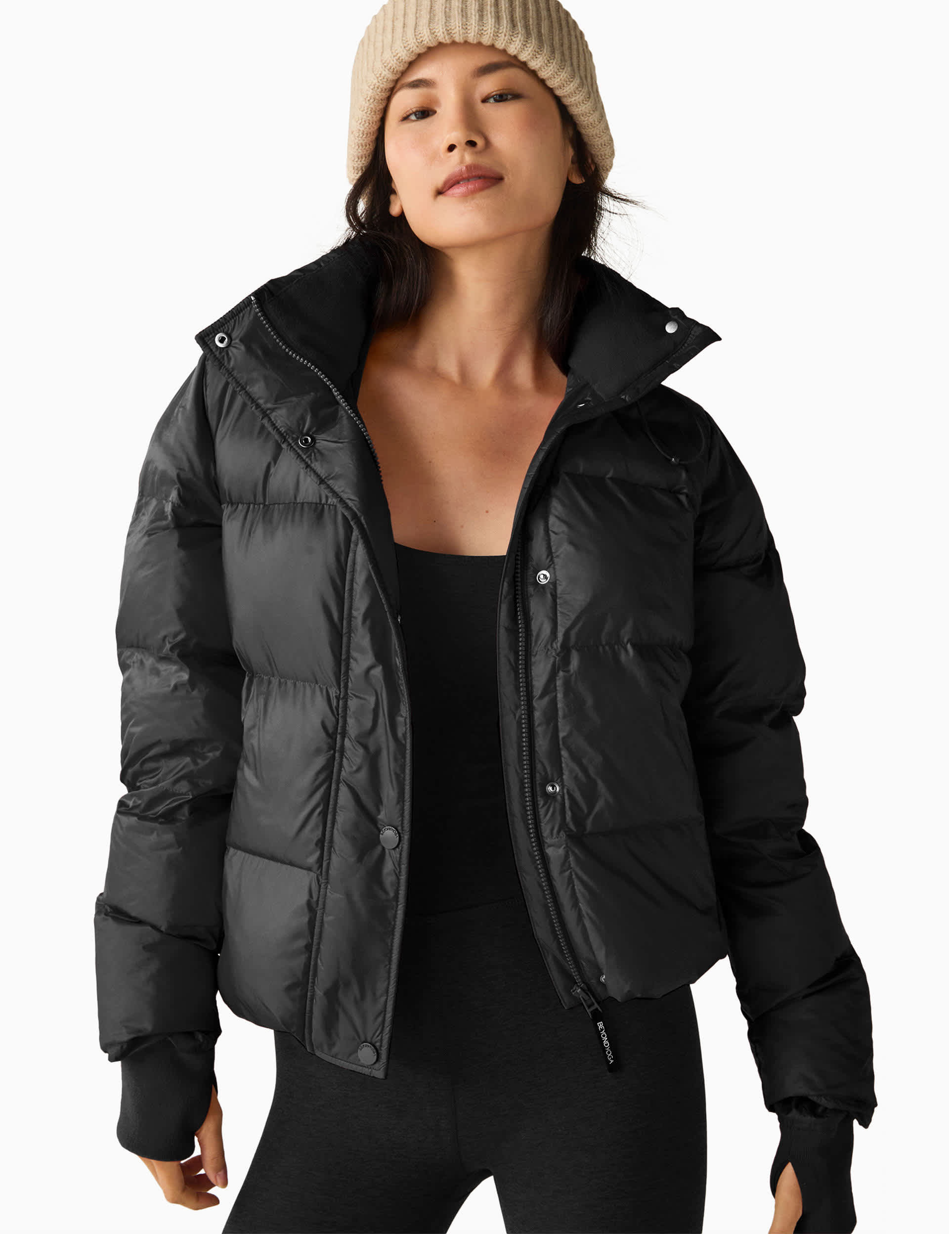 Beyond Yoga Women's Big Cozy Padded Hooded Puffer Jacket - M - Black, Black