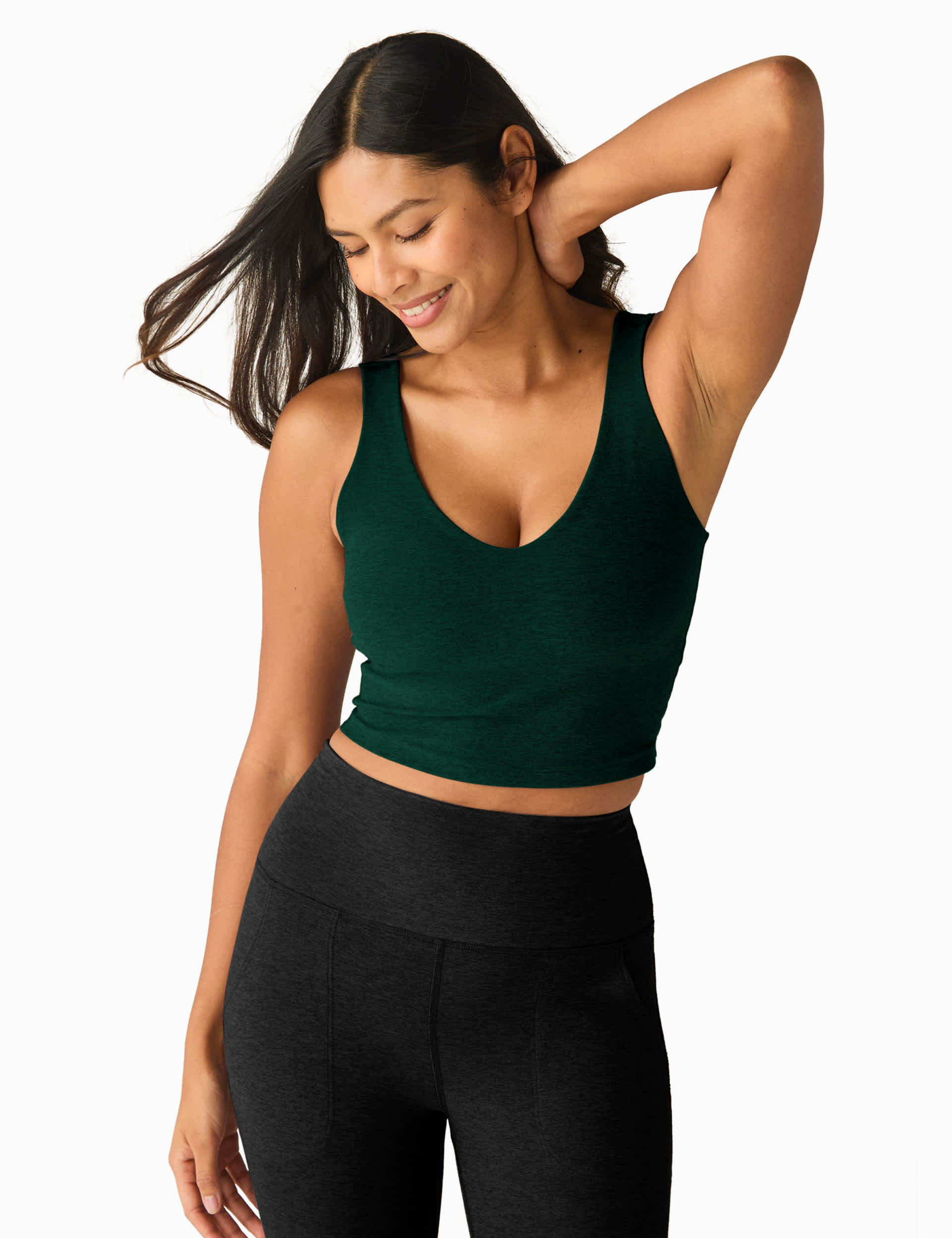 Beyond Yoga Women's Spacedye Good Day V-Neck Crop Vest Top - M - Dark Green, Dark Green