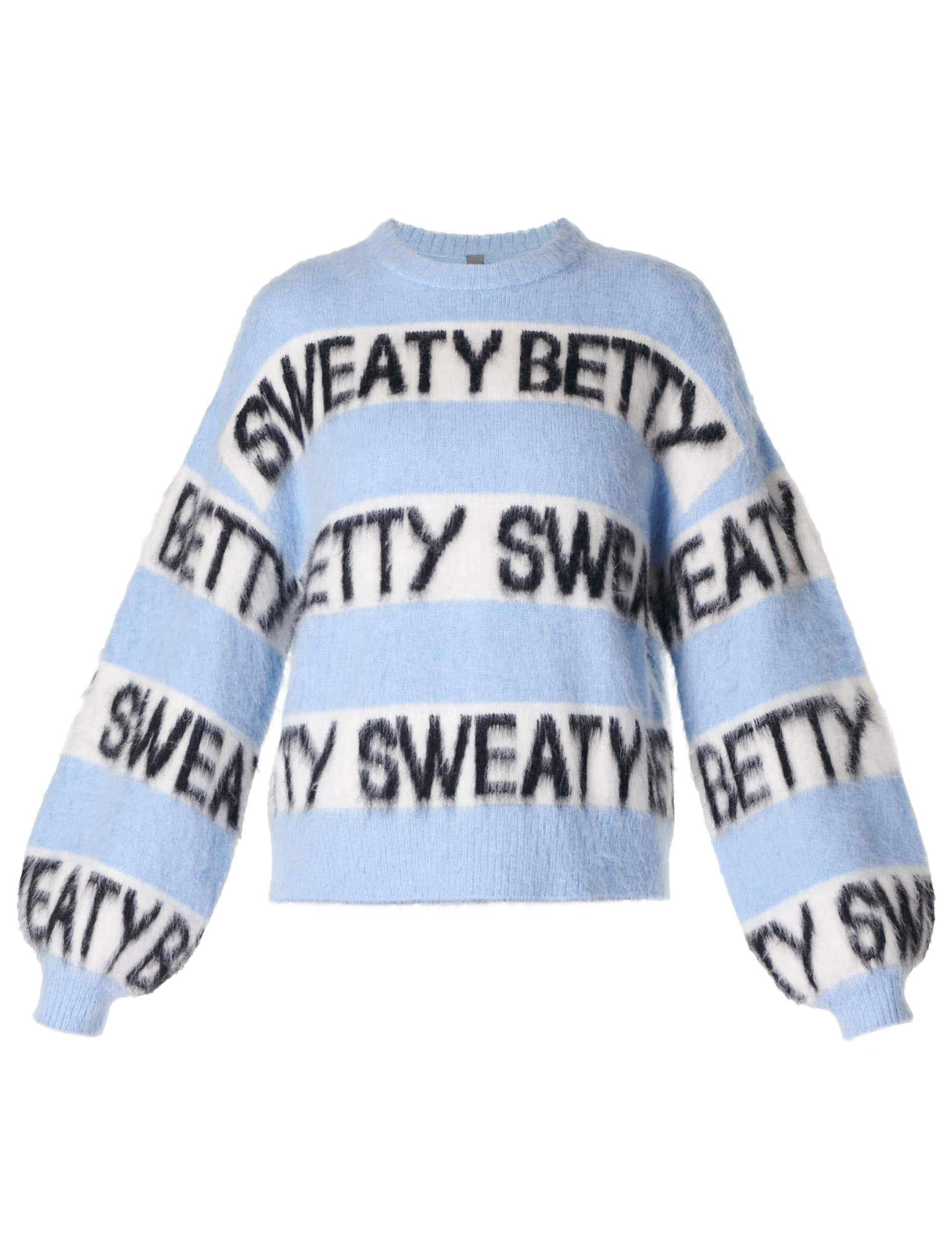 Sweaty Betty Women's Wool Blend Slogan Jumper with Alpaca - Light Blue Mix, Light Blue Mix