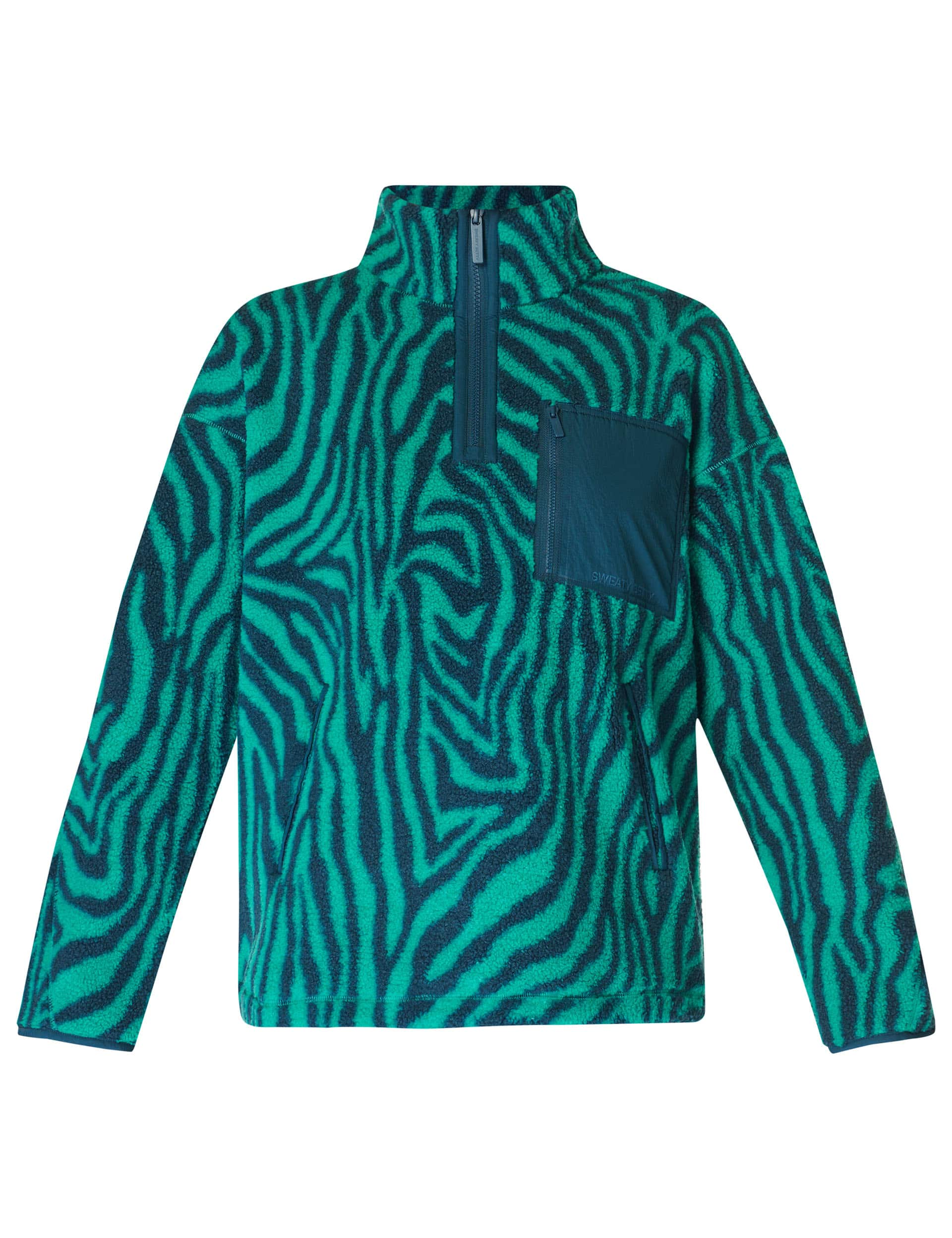 Sweaty Betty Women's Karma Half Zip Animal Print Fleece Jacket - Teal Mix, Teal Mix