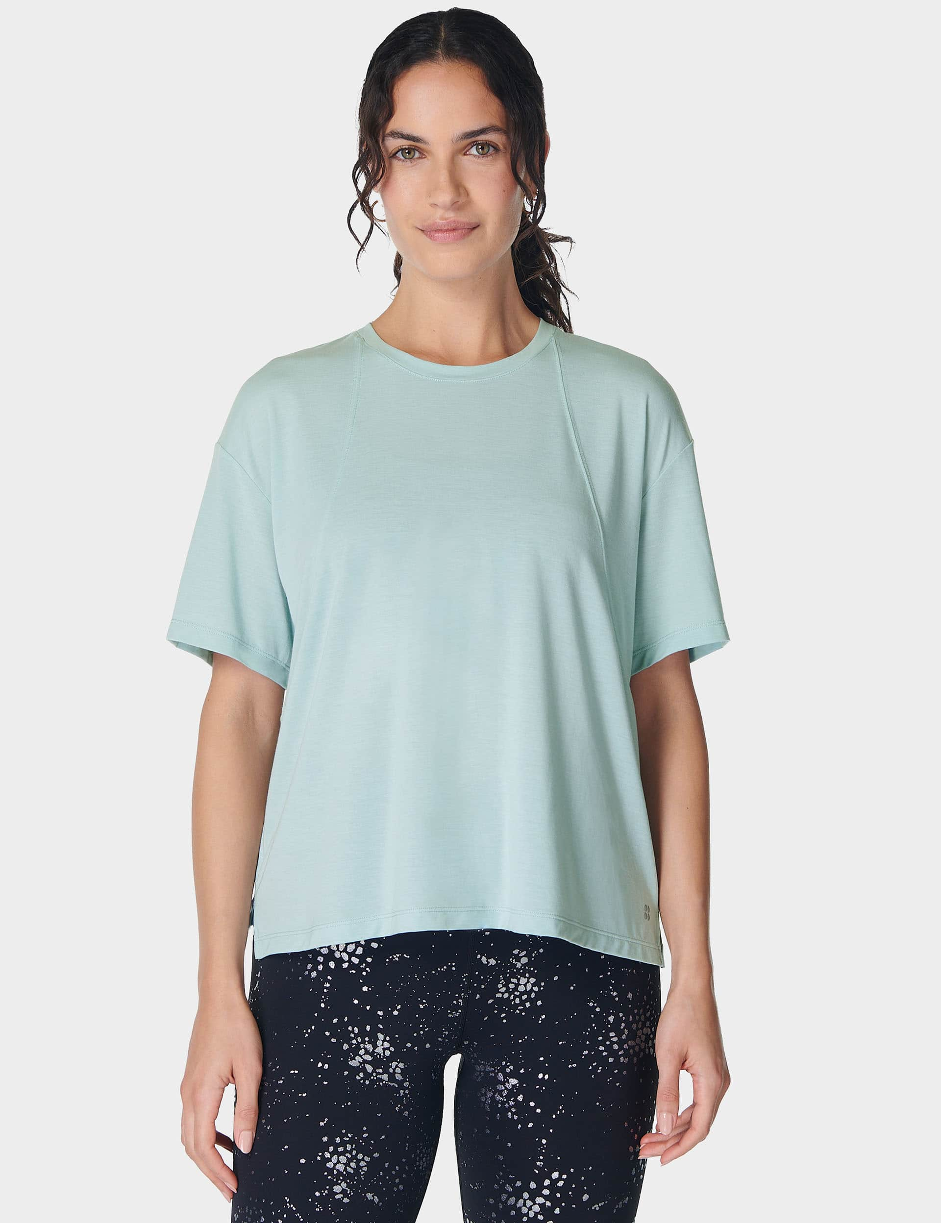 Sweaty Betty Women's Soft Flow Studio Crew Neck Relaxed T-Shirt - M - Duck Egg, Duck Egg