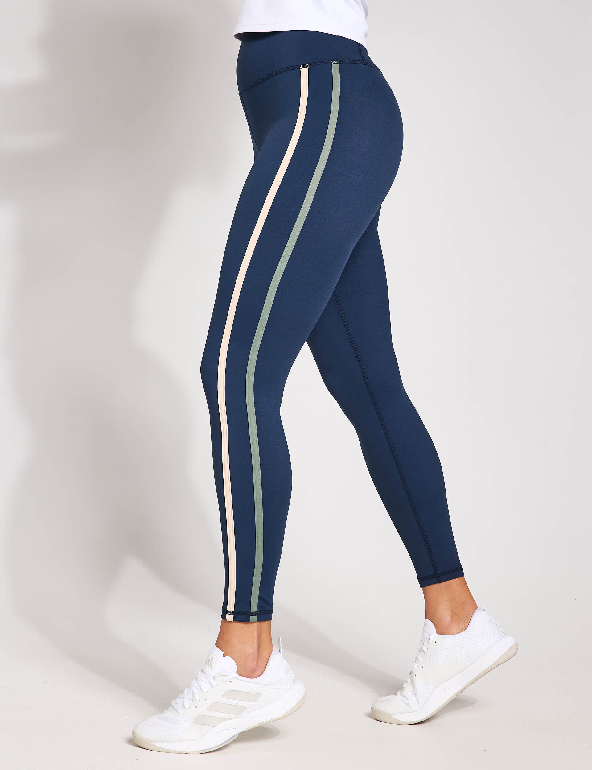 Lilybod Women's Chelsea Side Stripe High Waisted 7/8 Leggings - M - Navy Mix, Navy Mix