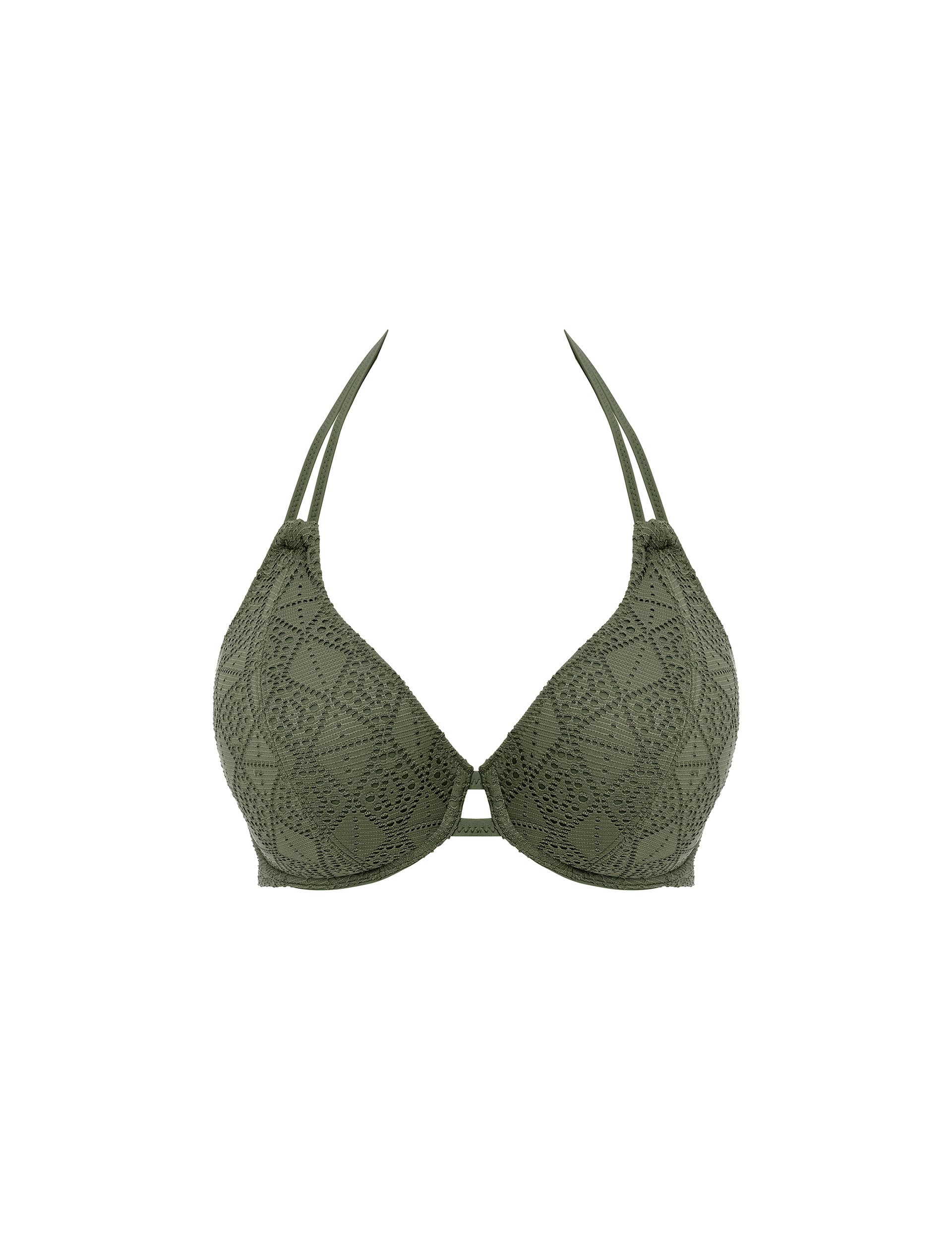 Freya Women's Nomad Nights Wired Halter Neck Bikini Top (D-FF) - 36D - Green, Green