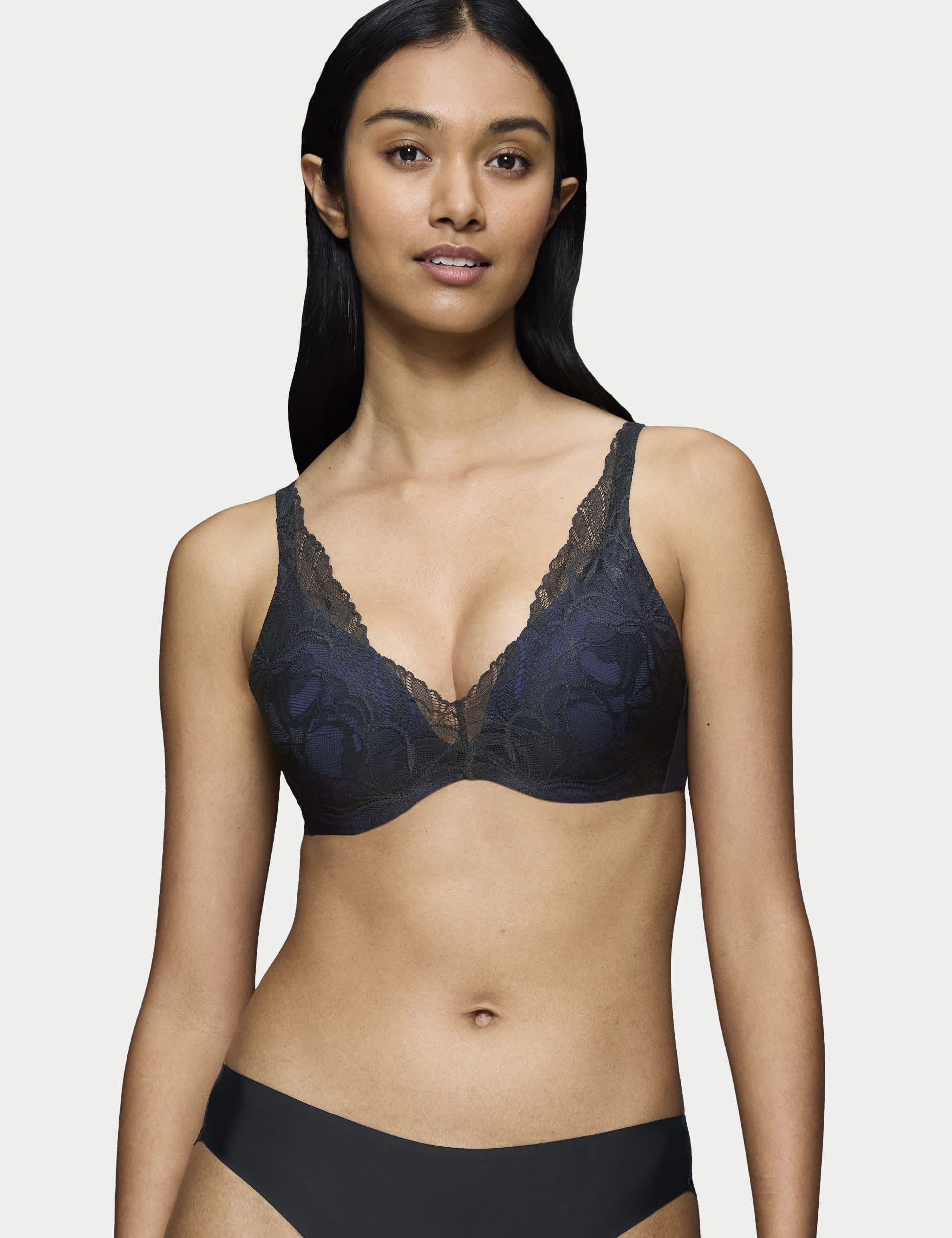 Triumph Women's Body Make-Up Illusion Lace Wired Bra B-E - 38C - Black, Grey,Black,Beige