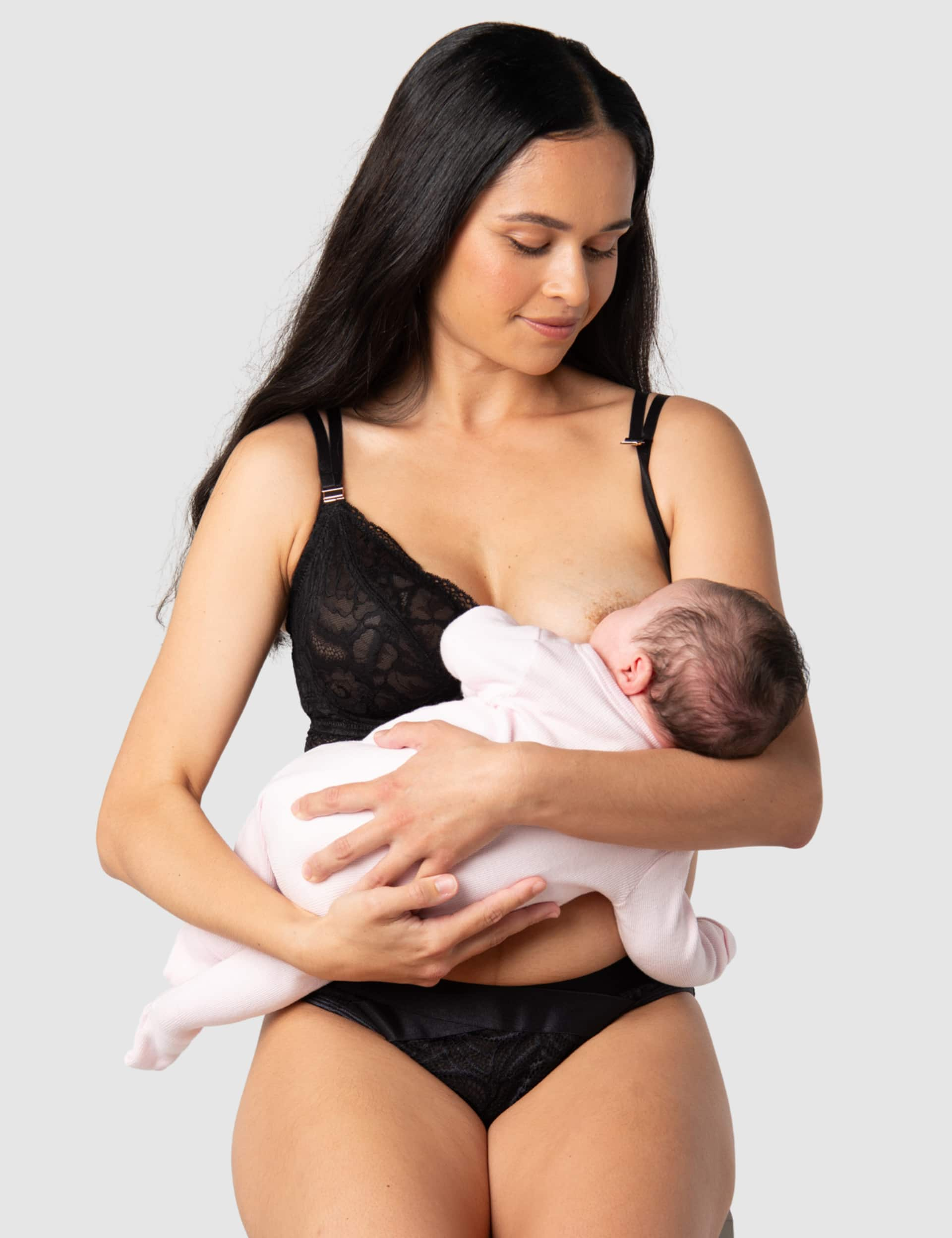 Hotmilk Women's Heroine Plunge Lace Maternity Nursing Bra D-H - 38FF - Black, Black