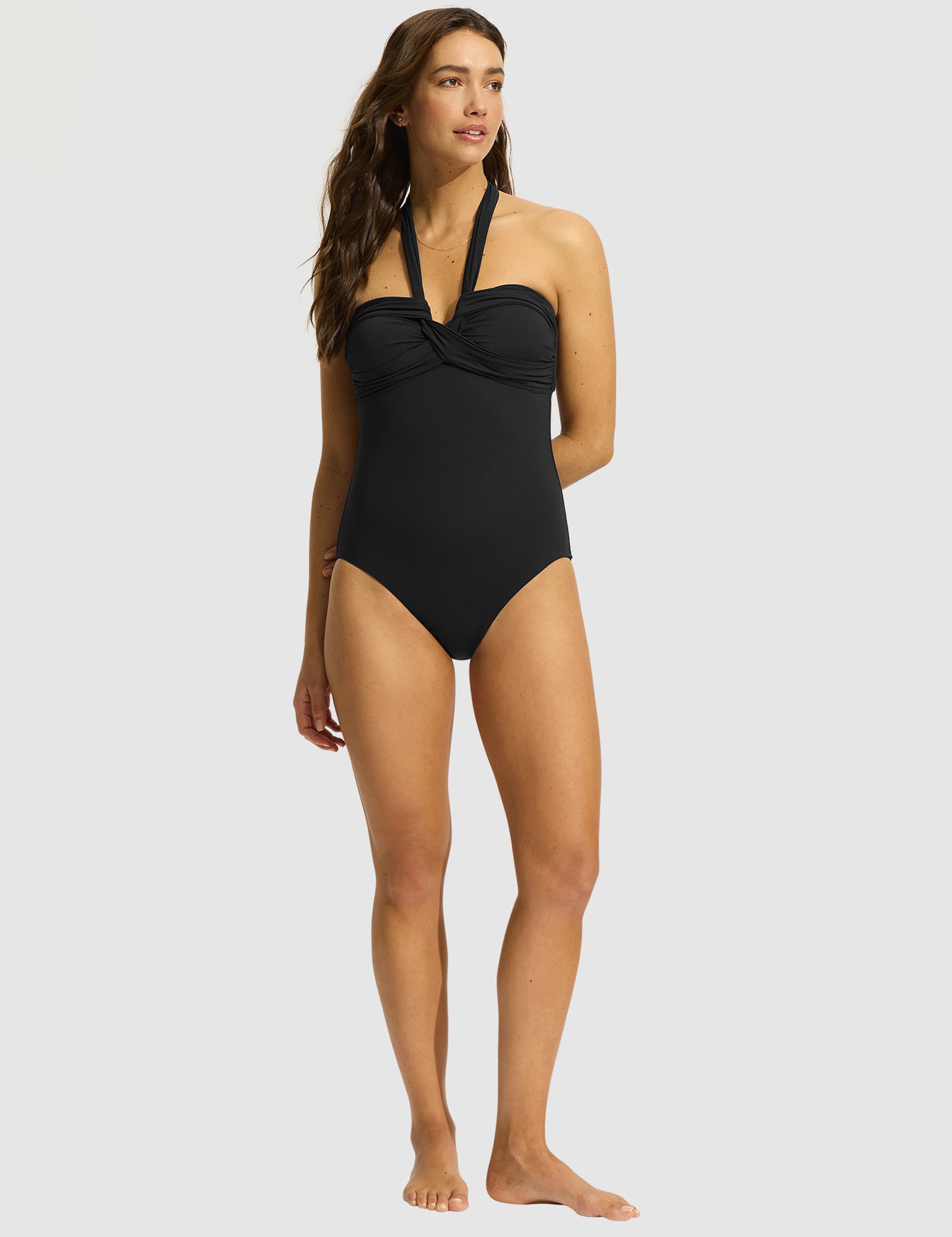 Seafolly Women's Collective Halterneck Bandeau Swimsuit - 12 - Black, Black