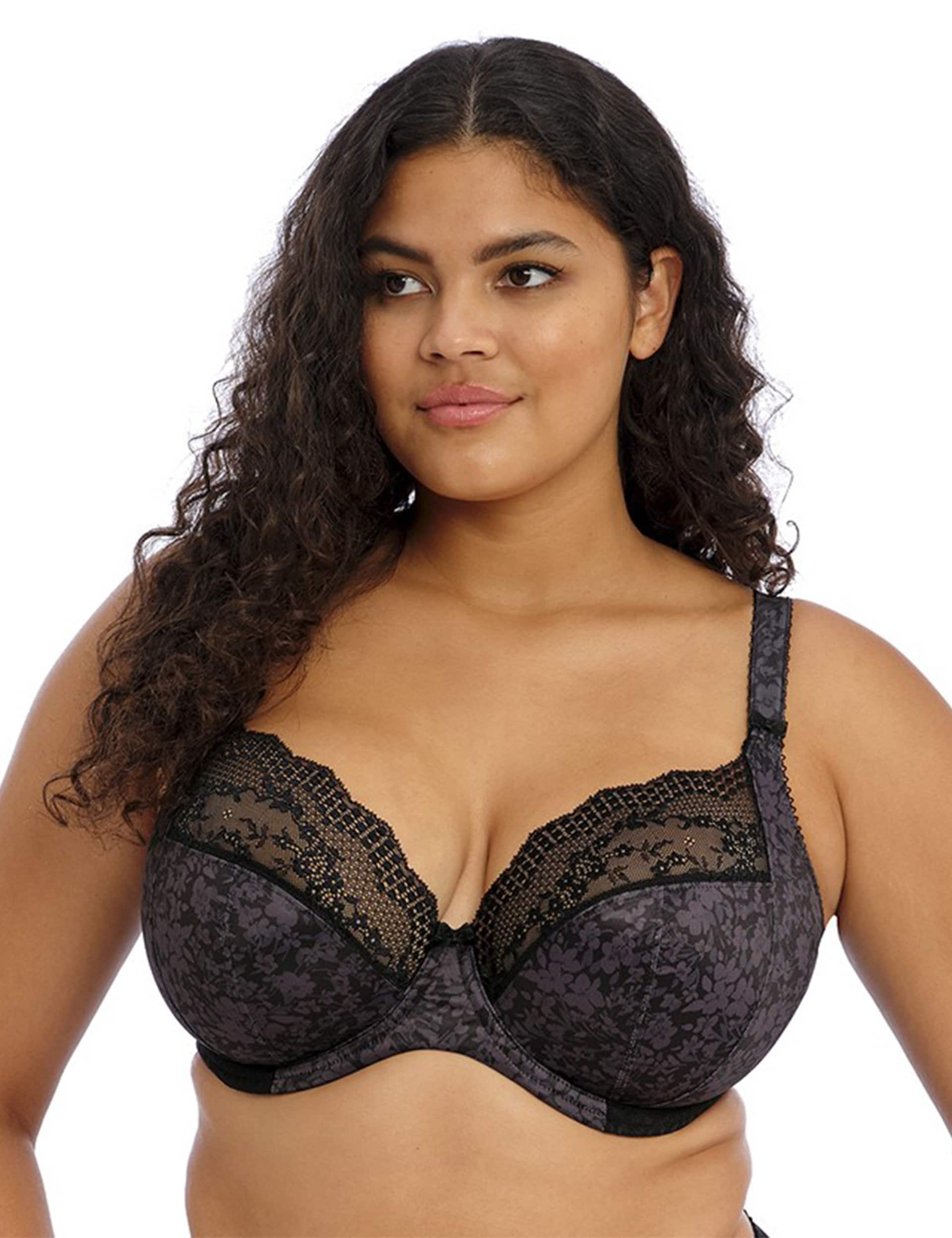 Elomi Women's Lucie Stretch Underwired Plunge Bra (D-JJ) - 36HH - Black, Black