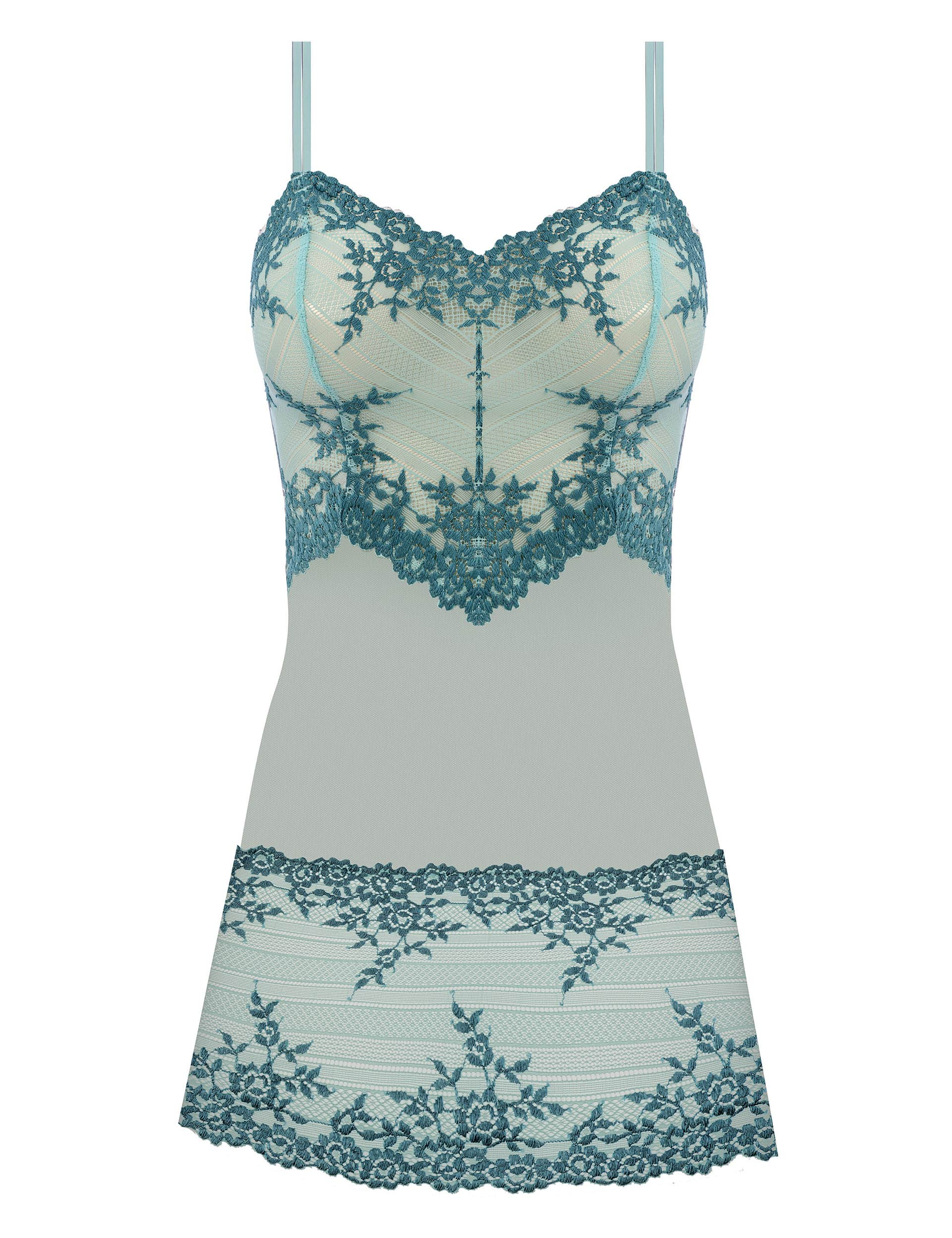 Wacoal Women's Embrace Floral Lace Short Chemise - Blue, Beige Mix,Black Mix,Blue