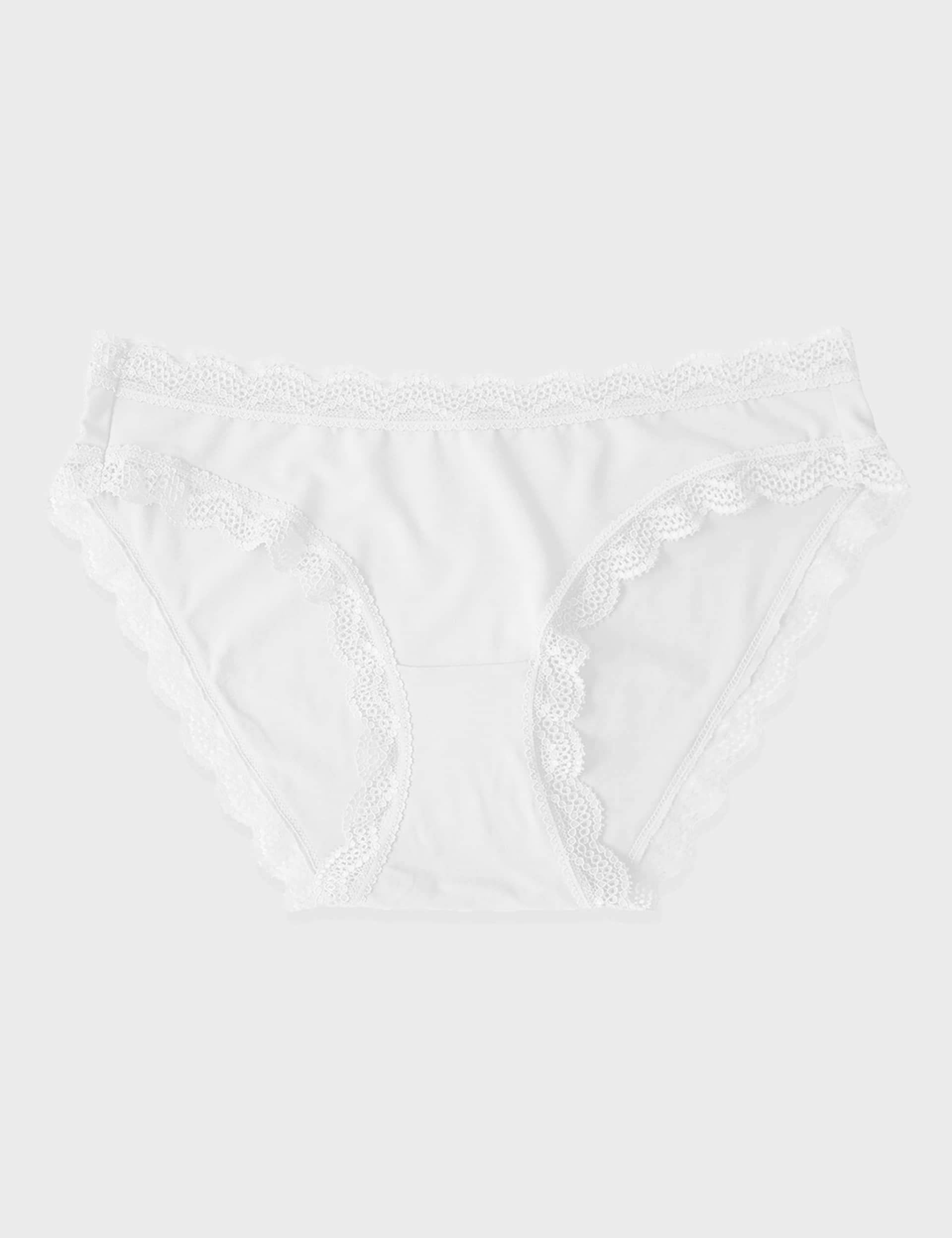 Stripe & Stare Women's Lace Cuffed Bikini Knickers - 3XL - White, White