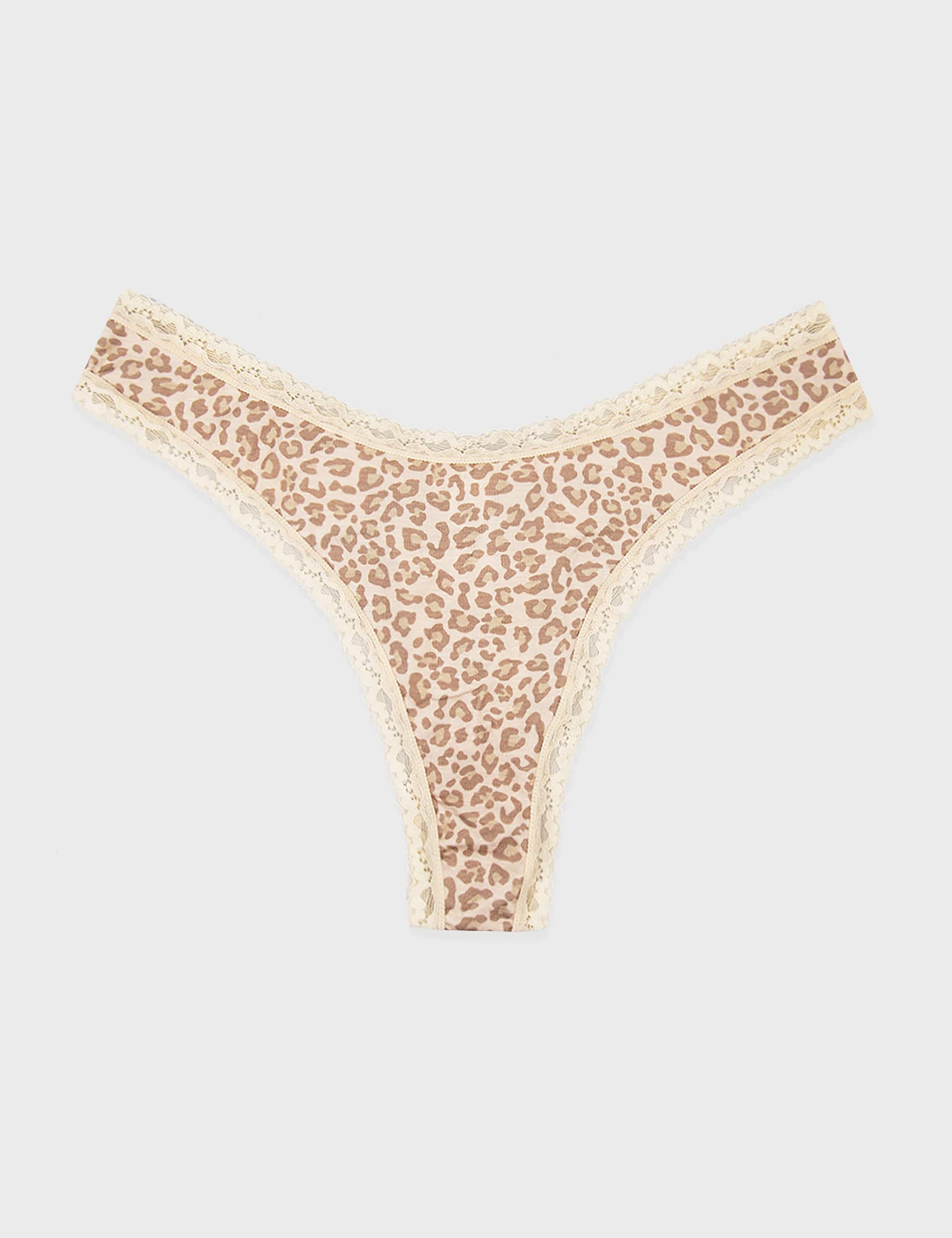 Stripe & Stare Women's Leopard Print Thong - 3XL - Sand Mix, Sand Mix