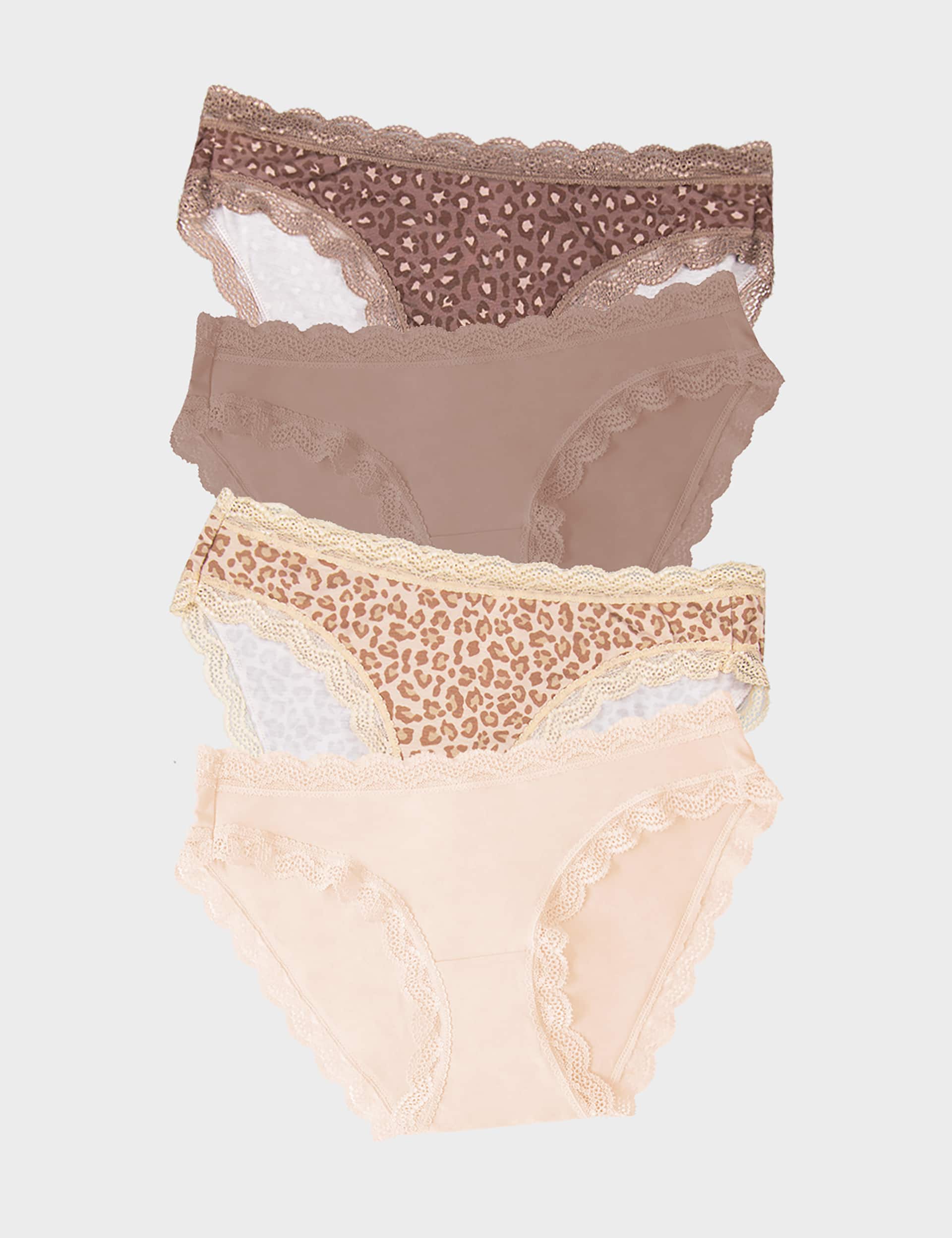 Stripe & Stare Women's 4pk Animal Print & Plain Bikini Knickers