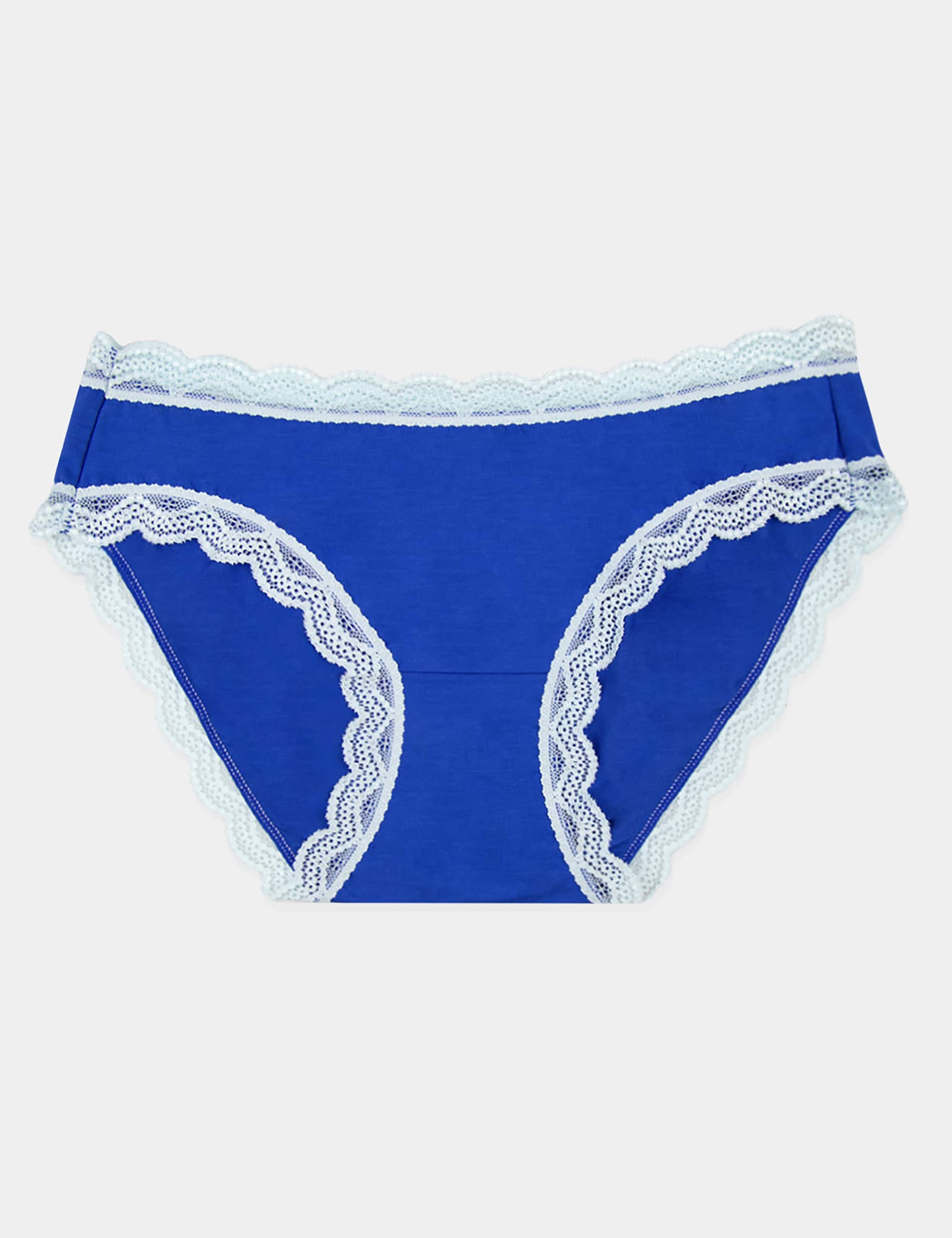 Stripe & Stare Women's Lace Trim Bikini Knickers - XXL - Blue, Blue