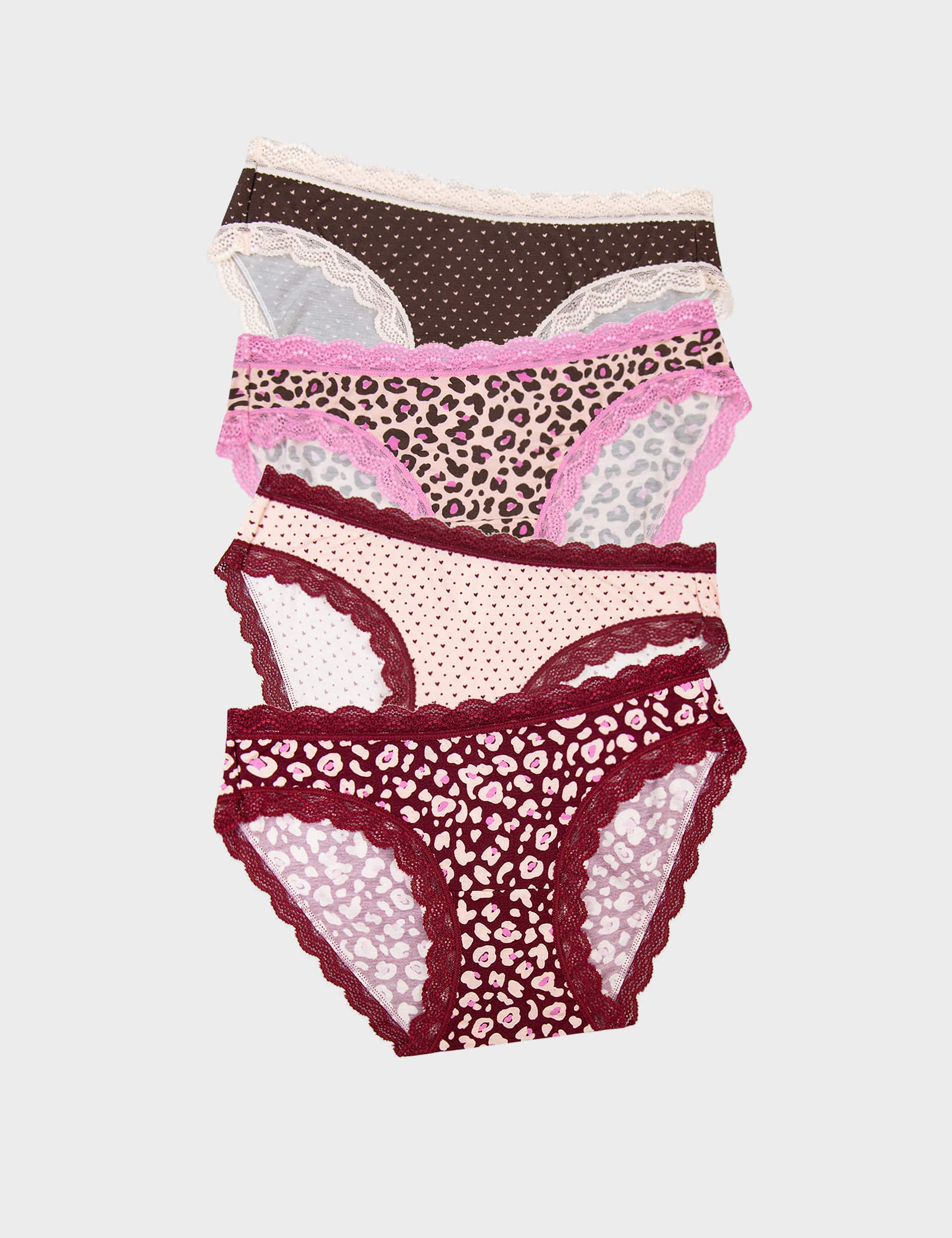 Stripe & Stare Women's 4pk Printed Lace Trim Bikini Knickers