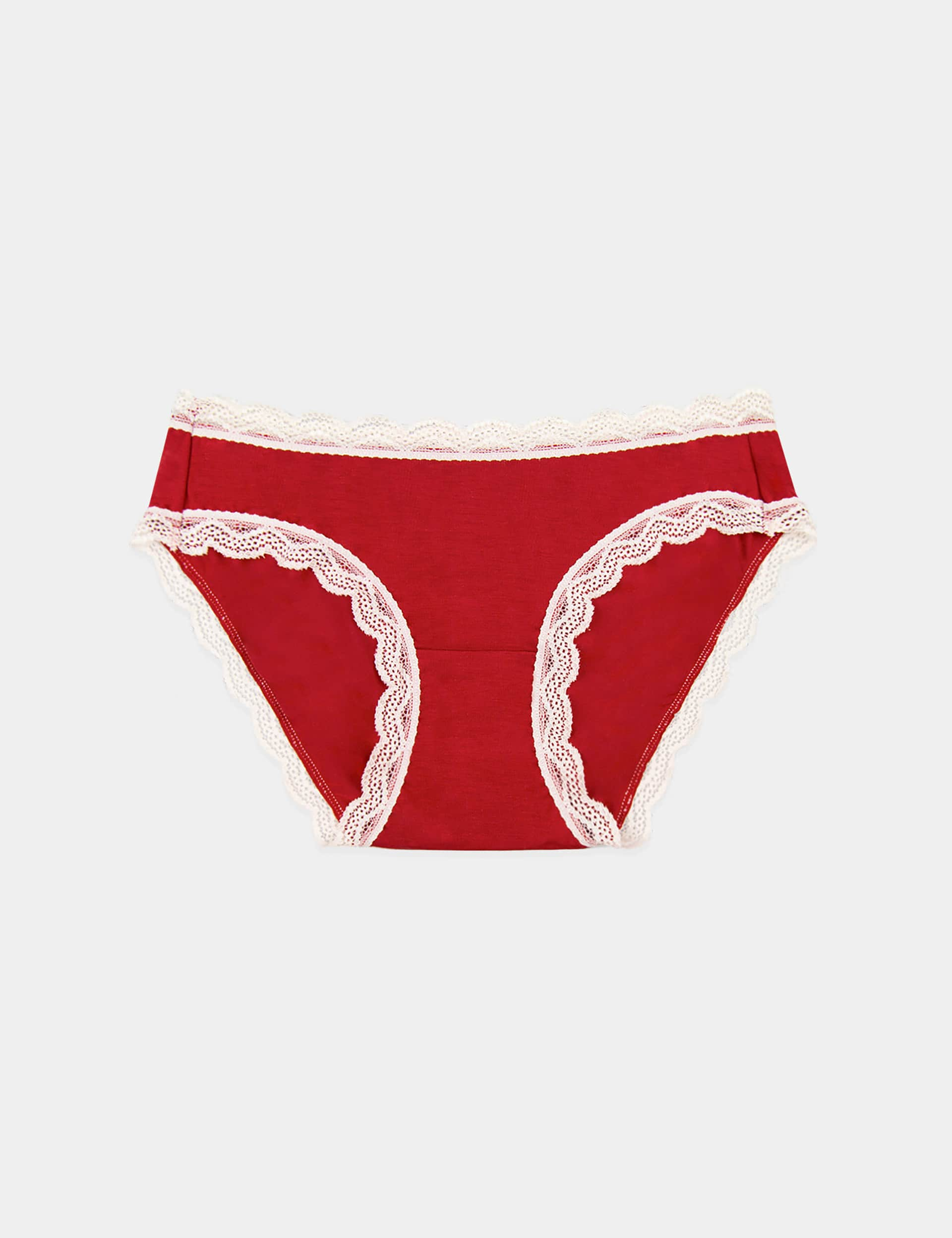 Stripe & Stare Women's Lace Cuffed Bikini Knickers - 3XL - Red Mix, Red Mix