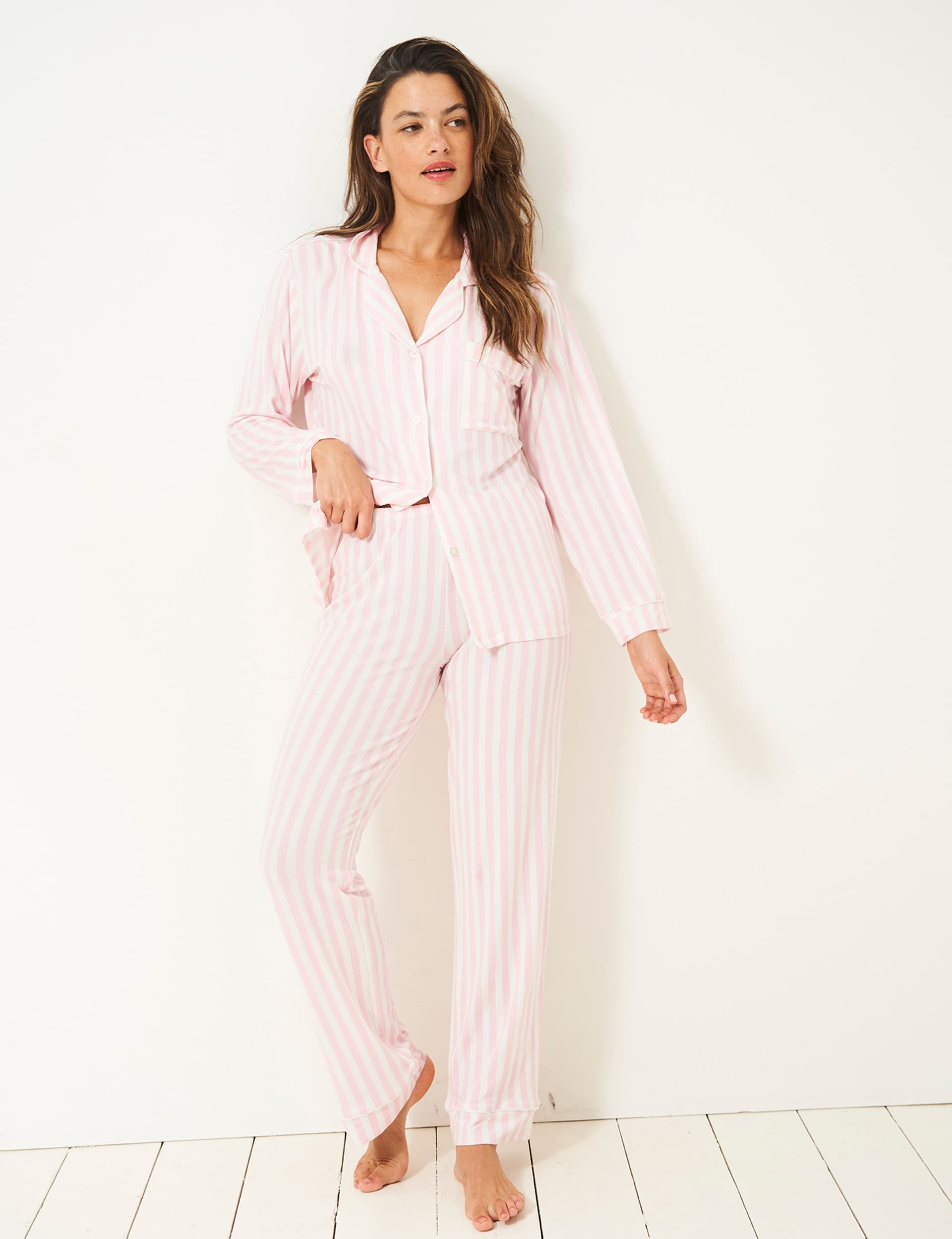 Stripe & Stare Women's Striped Pyjama Set - L - Pink Mix, Pink Mix