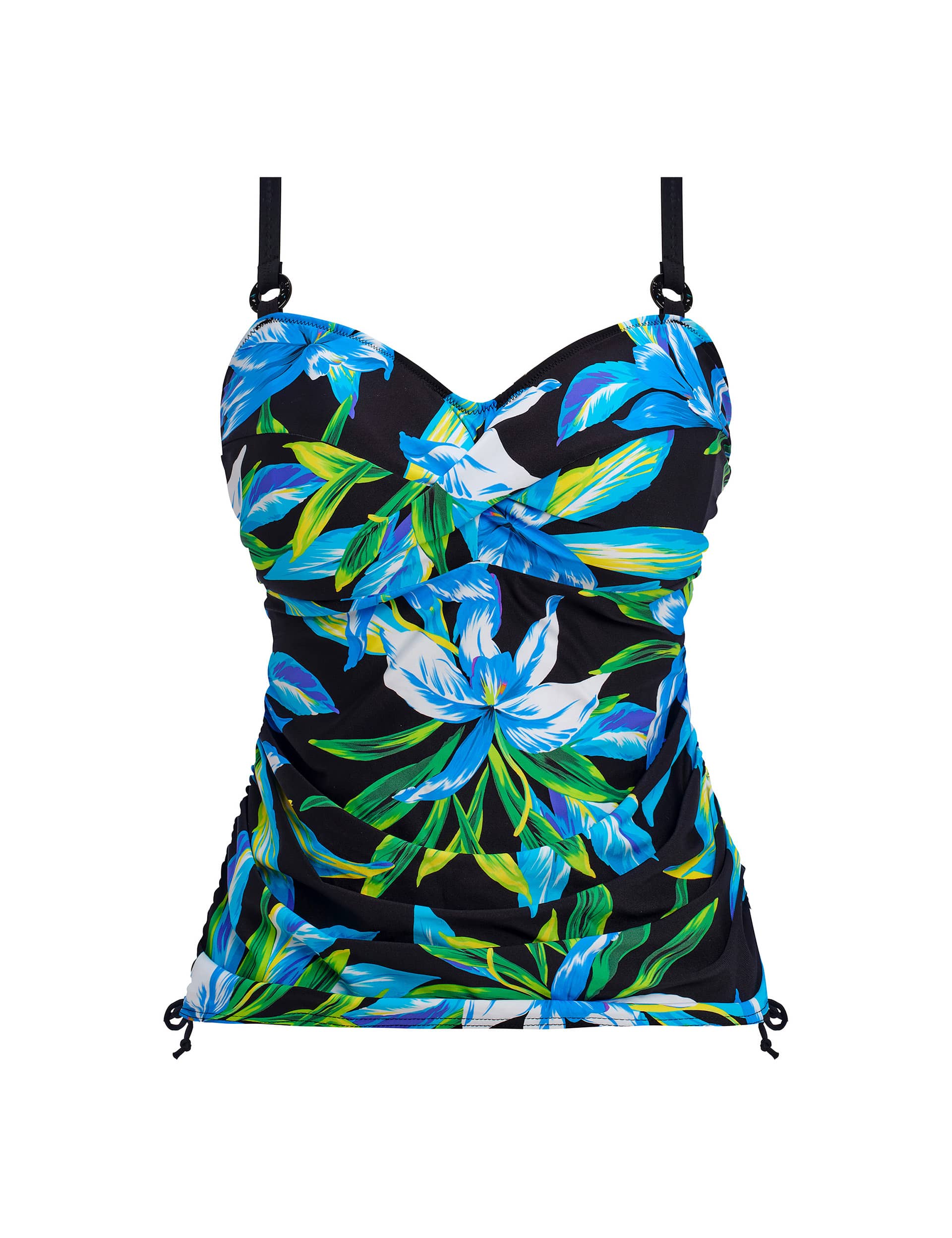 Fantasie Women's Floral Wired Padded V-Neck Tankini Top (D-H) - 36DD - Black Mix, Black Mix