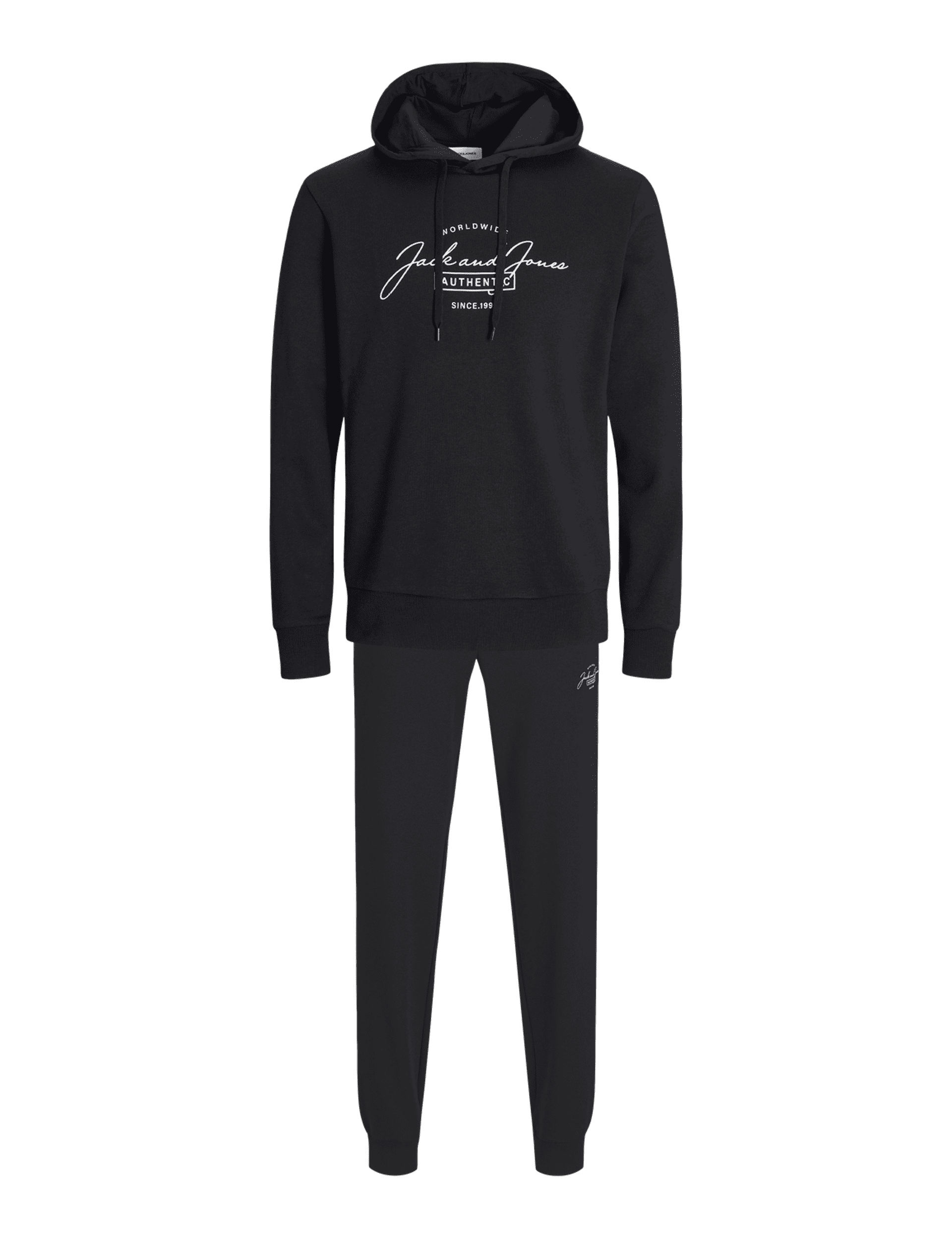 Jack & Jones Men's 2pc Cotton Blend Hoodie & Joggers Set - Black, Black