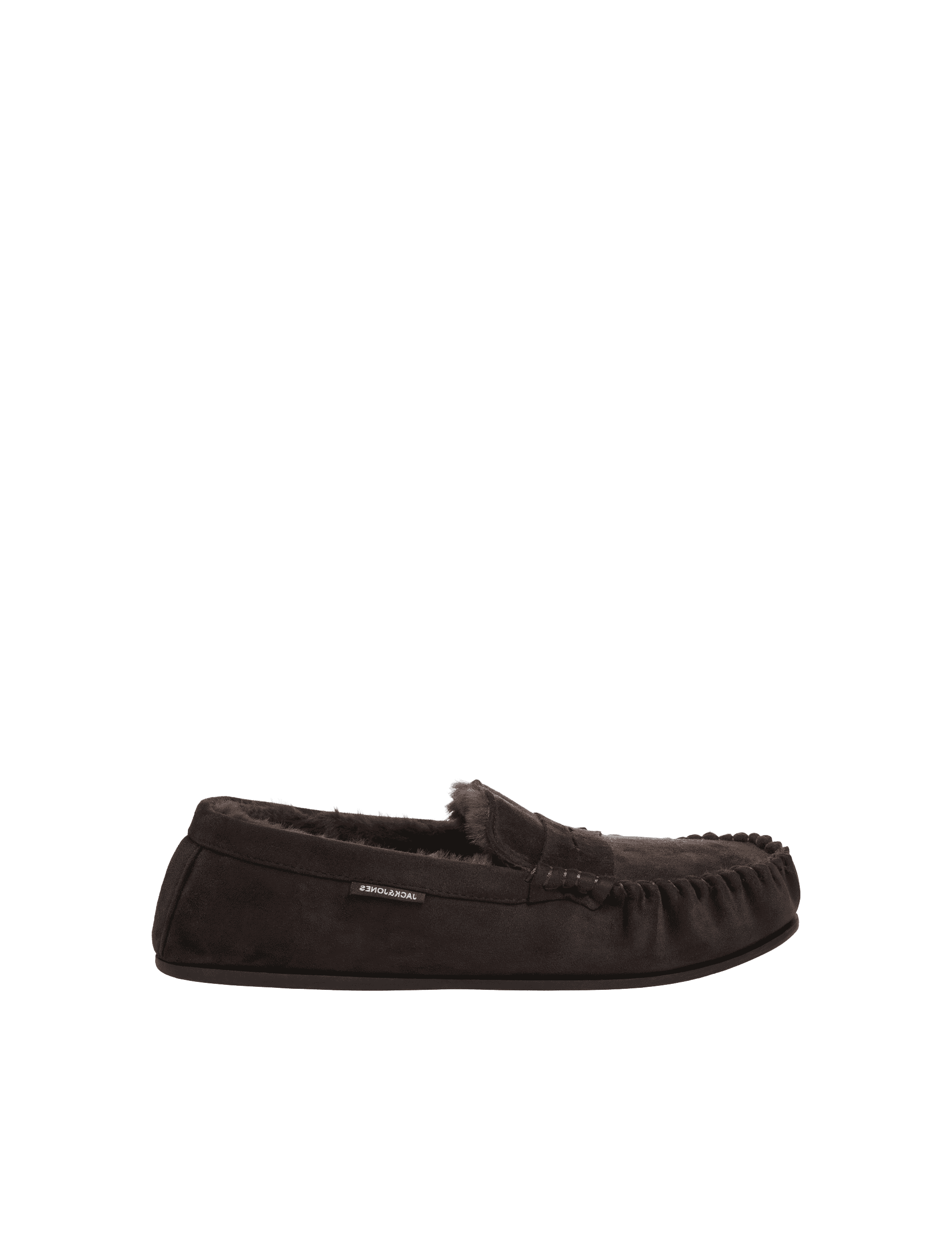 Jack & Jones Men's Leather Moccasin Slippers - 7 - Brown, Brown,Navy,Tan