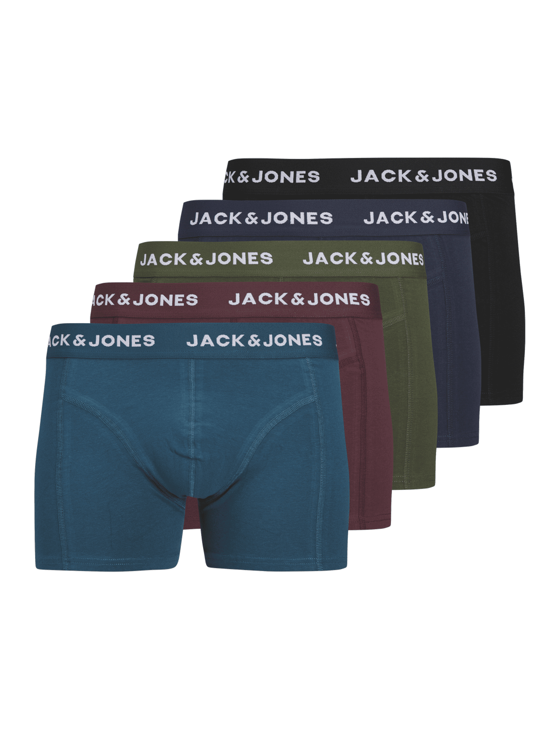 Jack & Jones Men's 5pk Cotton Rich Trunks - M - Navy Mix, Navy Mix